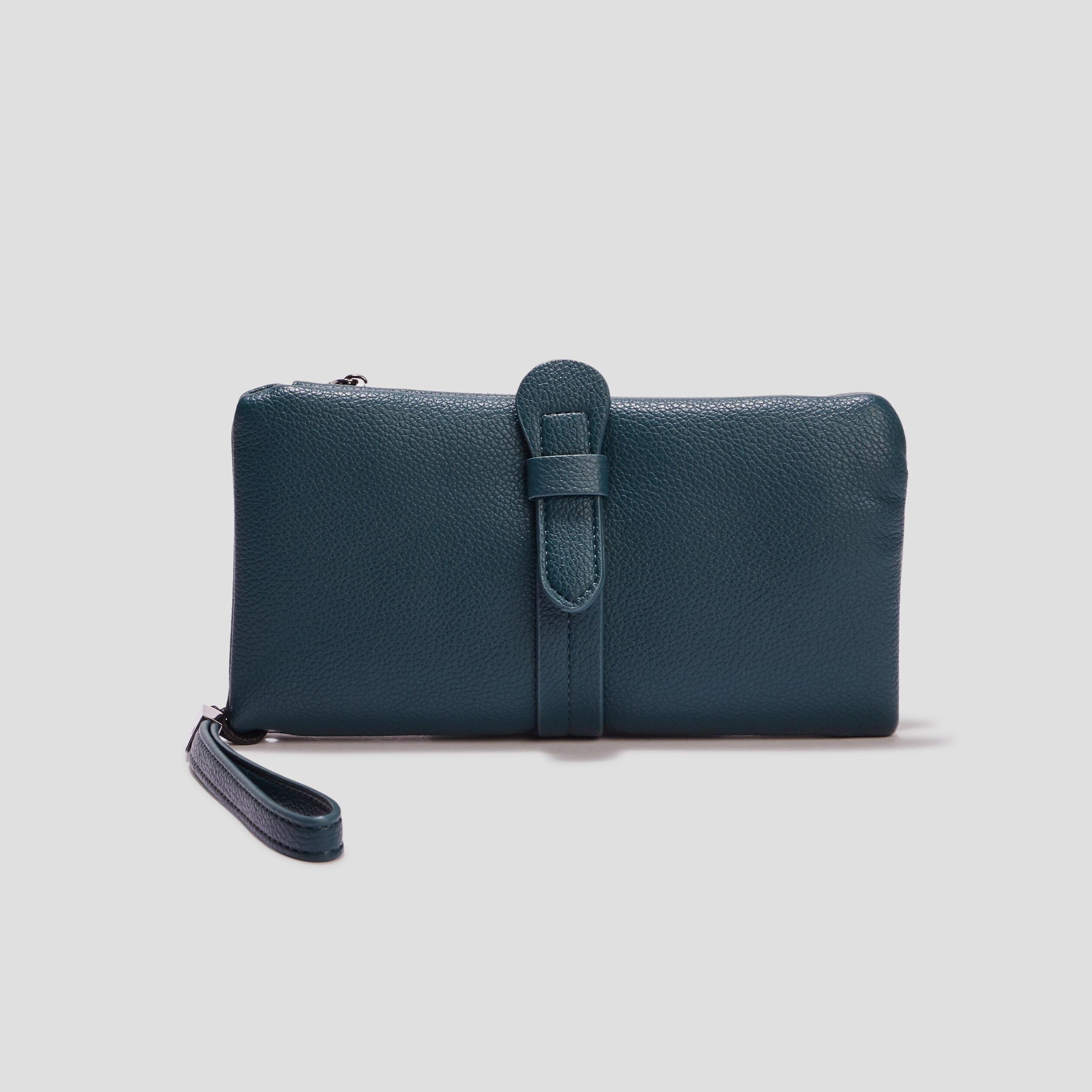 Portefeuille avec bride bleu canard femme