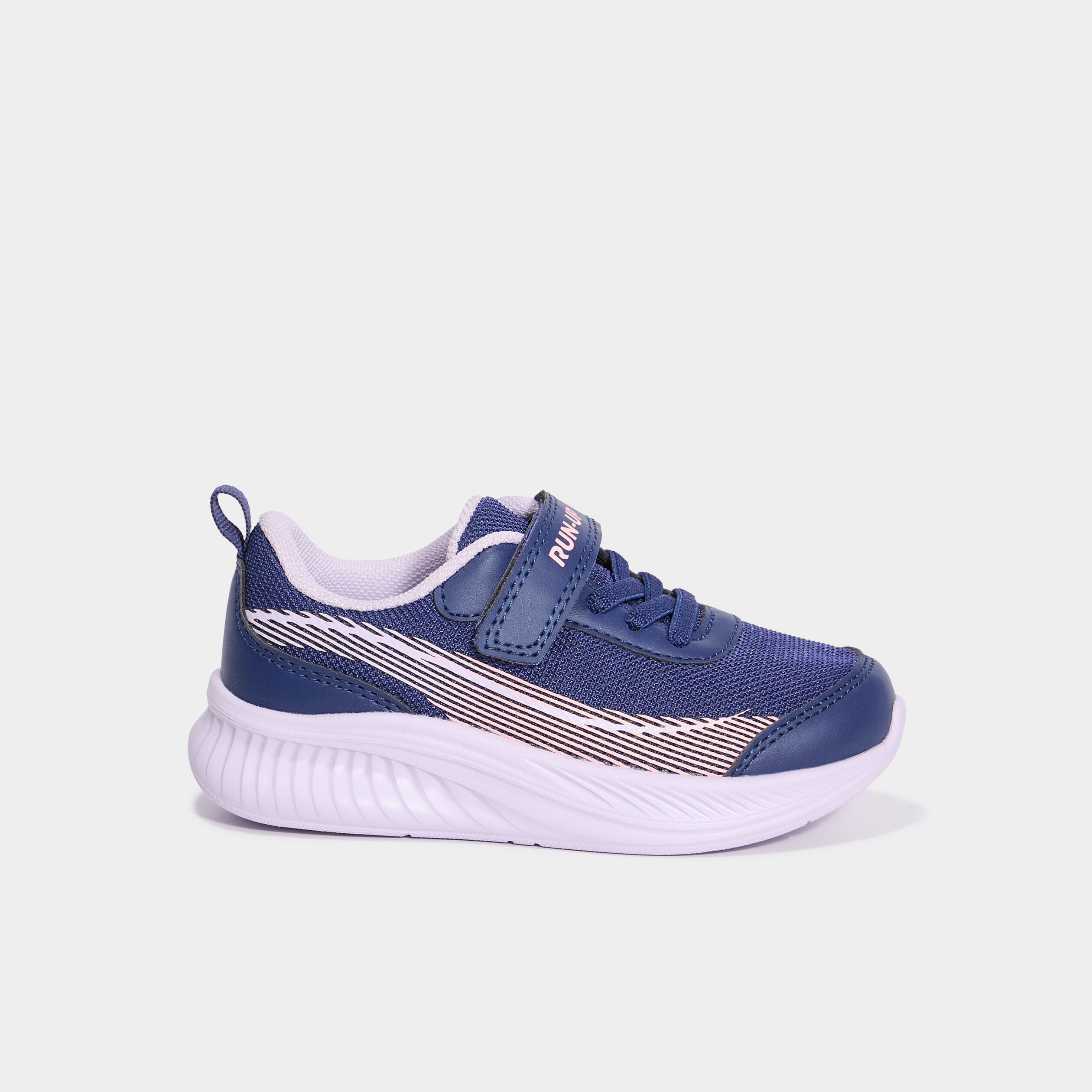 Baskets running &agrave; scratchs bleu marine fille