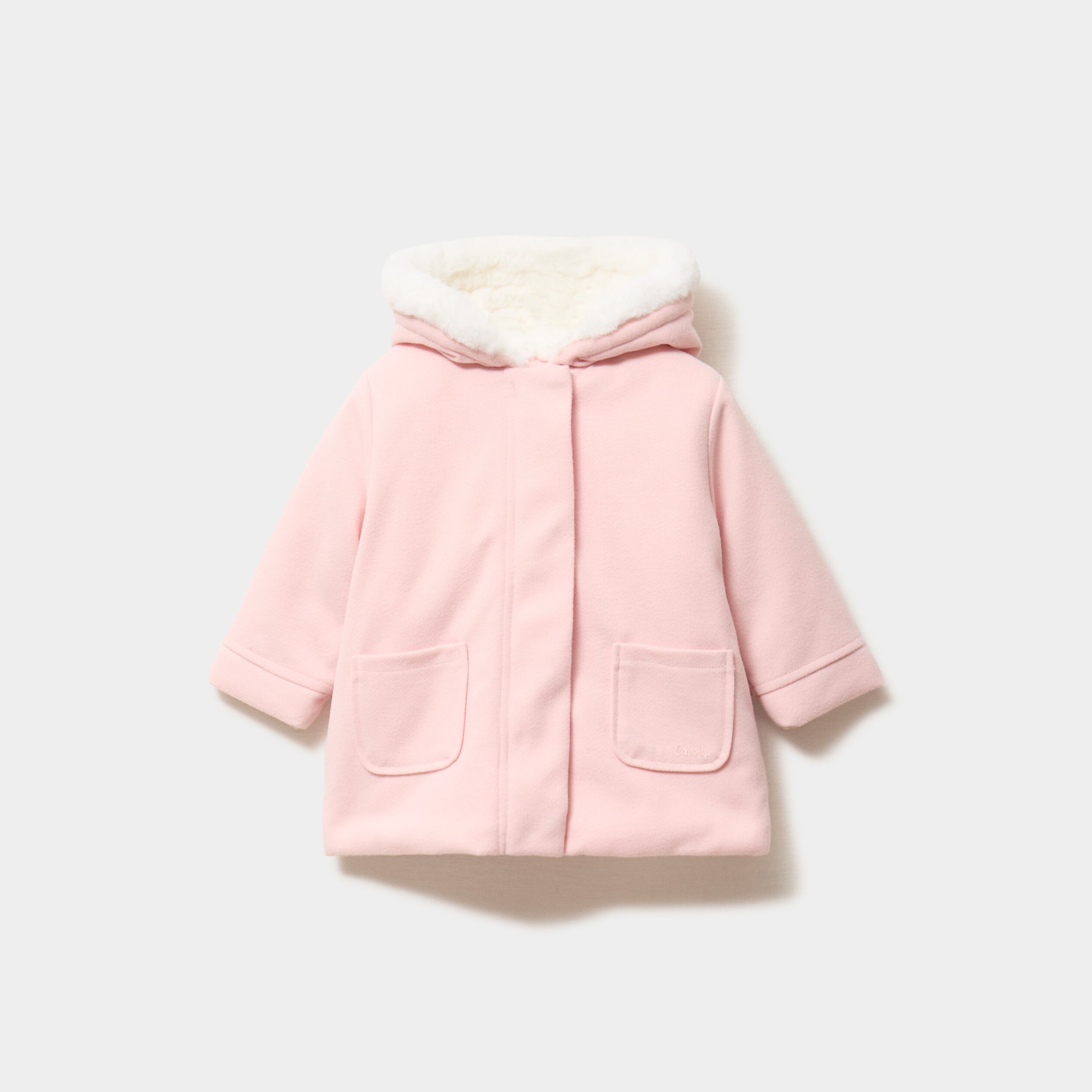 Manteau doubl&eacute; &agrave; capuche rose clair b&eacute;b&eacute; fille