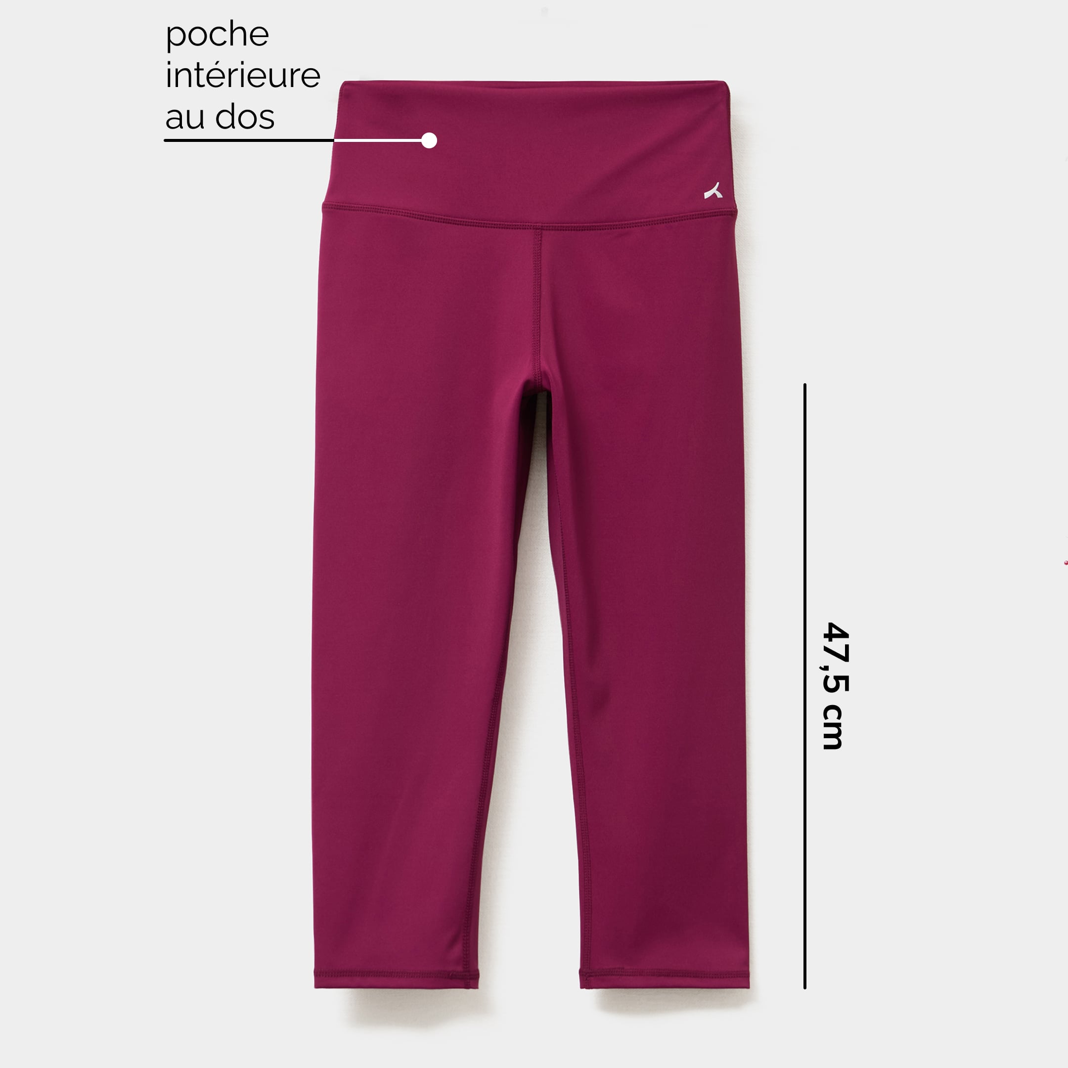 Legging corsaire de sport stretch violet fonc&eacute; femme