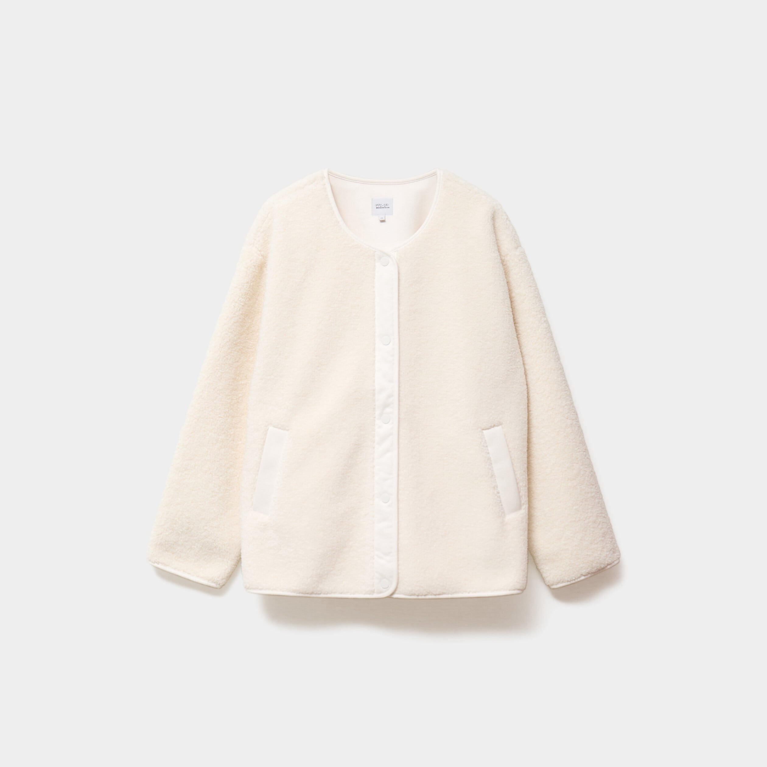 Veste effet polaire boutonn&eacute;e ecru femme grande taille