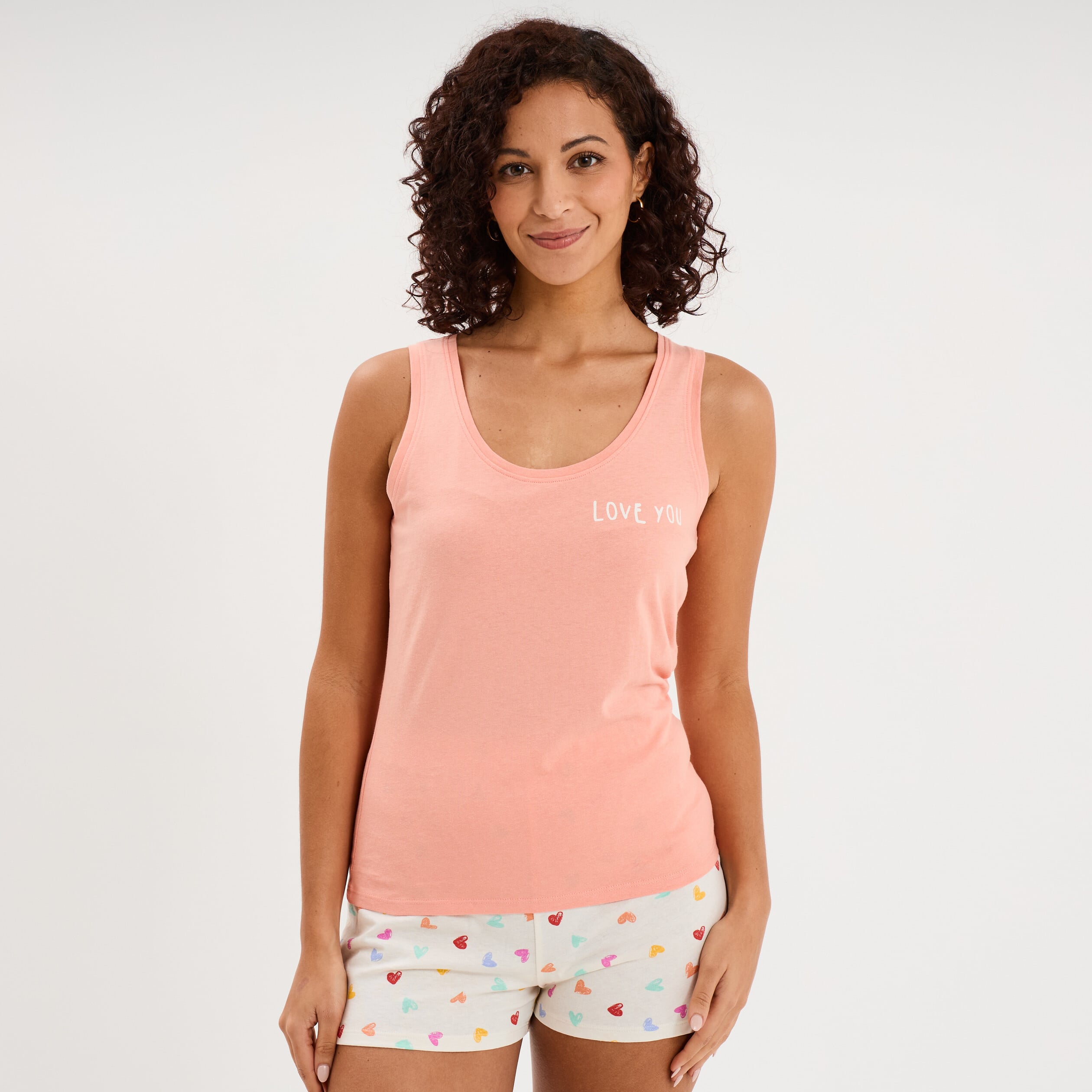 D&eacute;bardeur droit coton rose corail femme