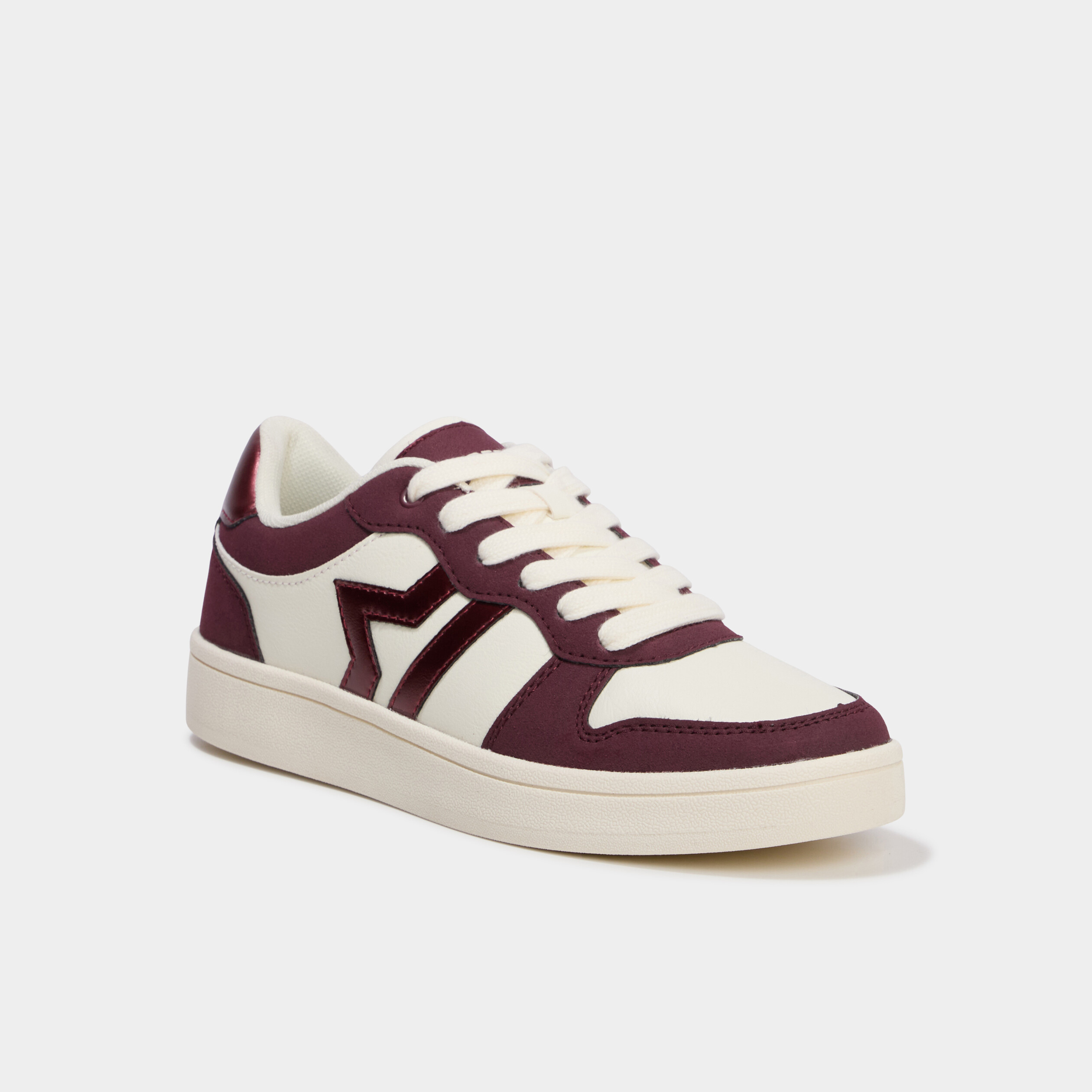 Baskets &agrave; lacets bordeaux femme