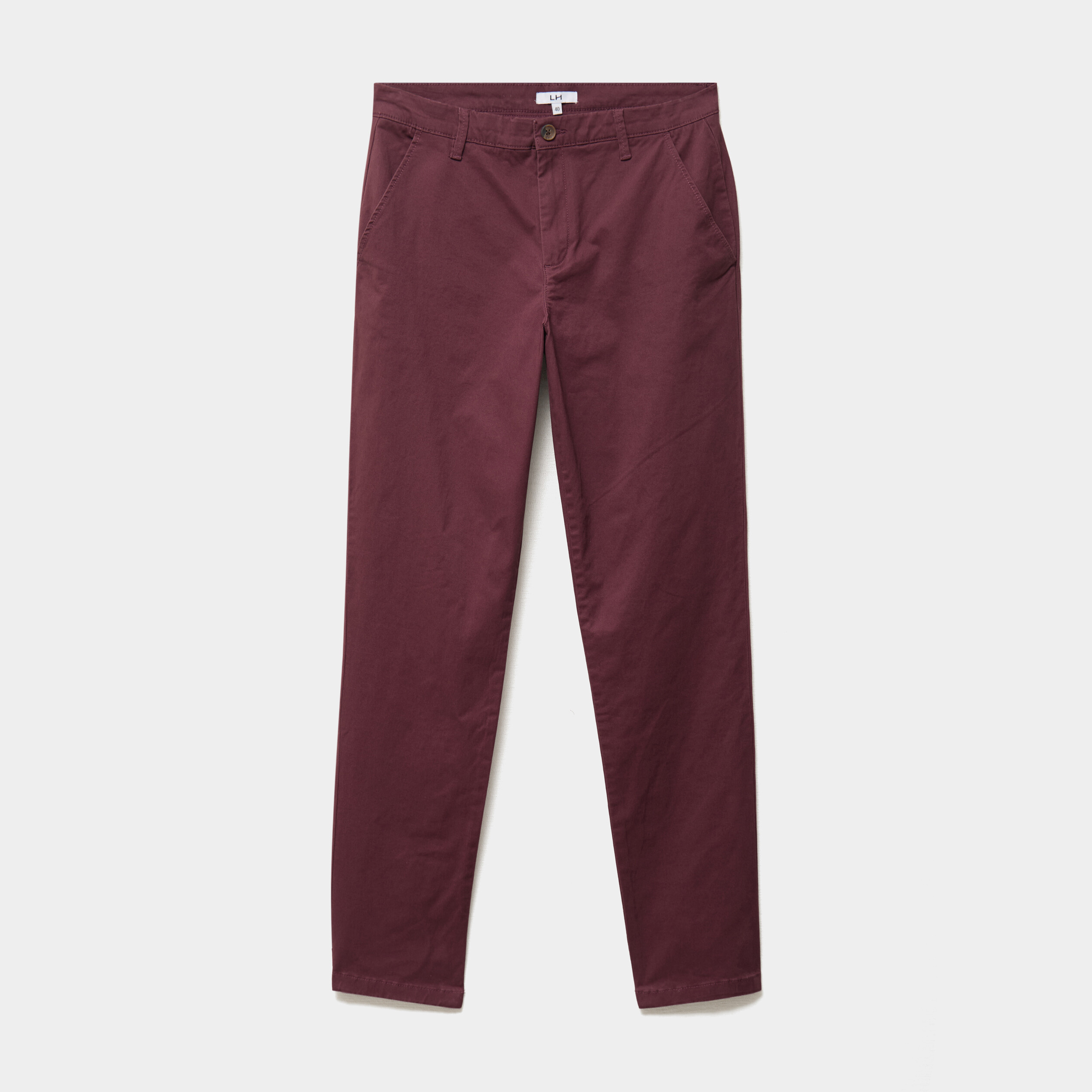 Pantalon chino droit stretch prune homme