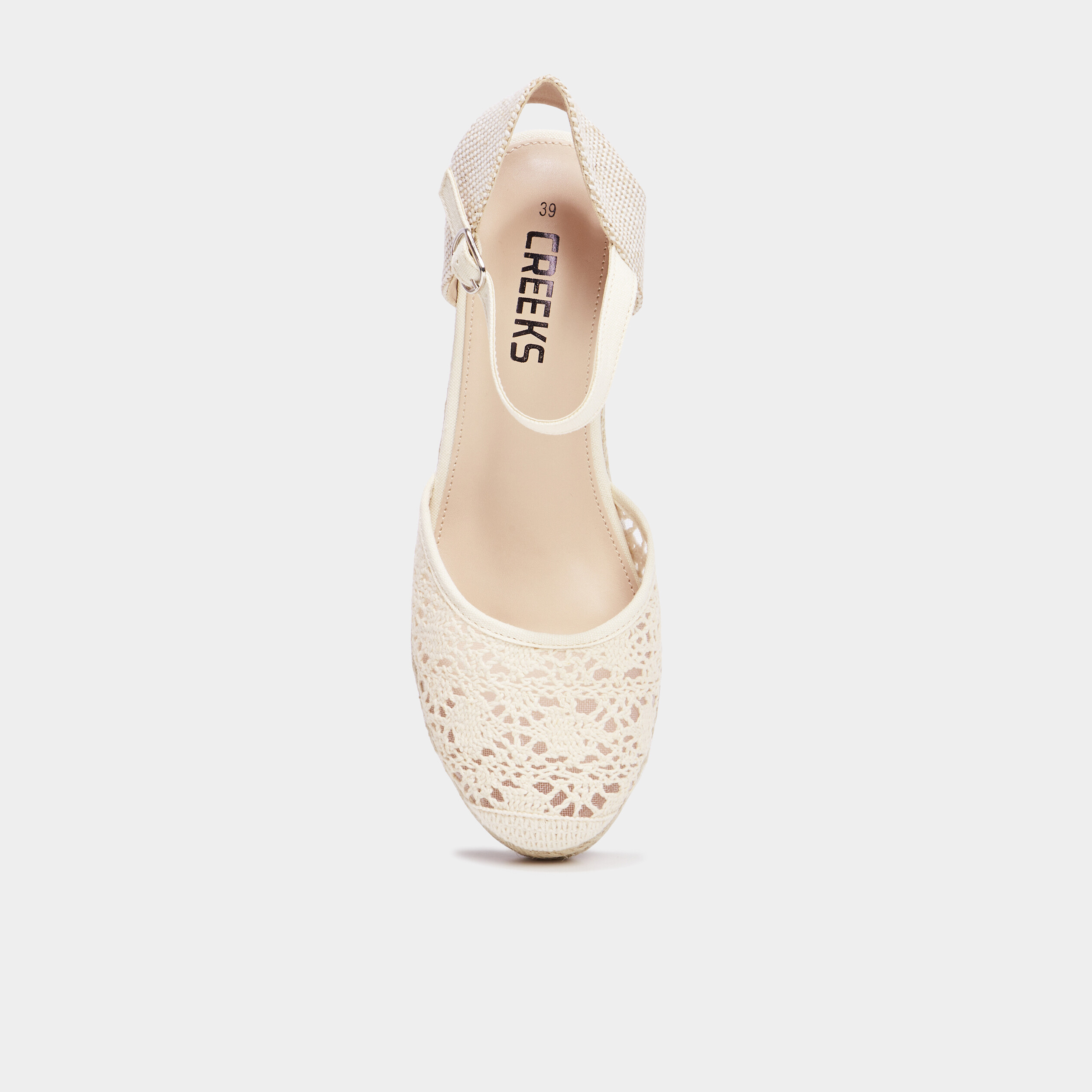 sandales compensees en broderie anglaise blanc femme Sandales compensées en broderie anglaise blanc femme