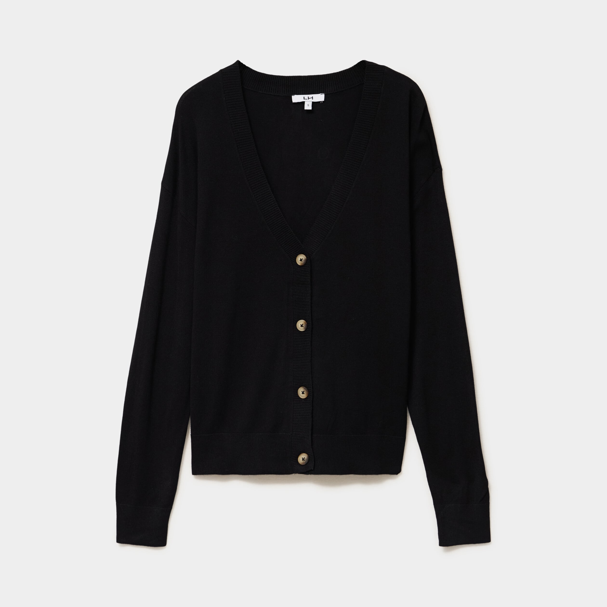 Gilet col en V boutonn&eacute; noir femme