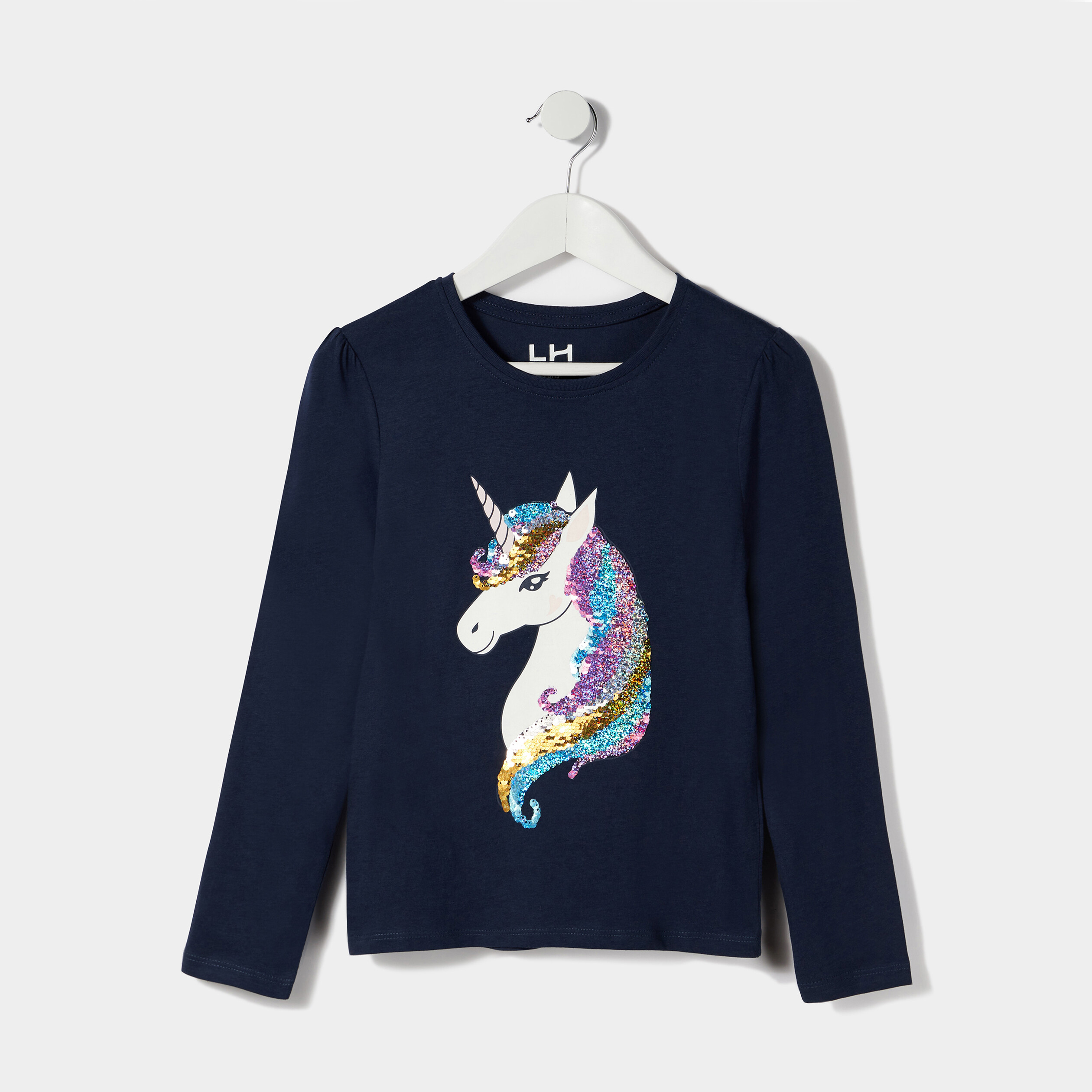 T-shirt avec sequins réversibles bleu marine fille