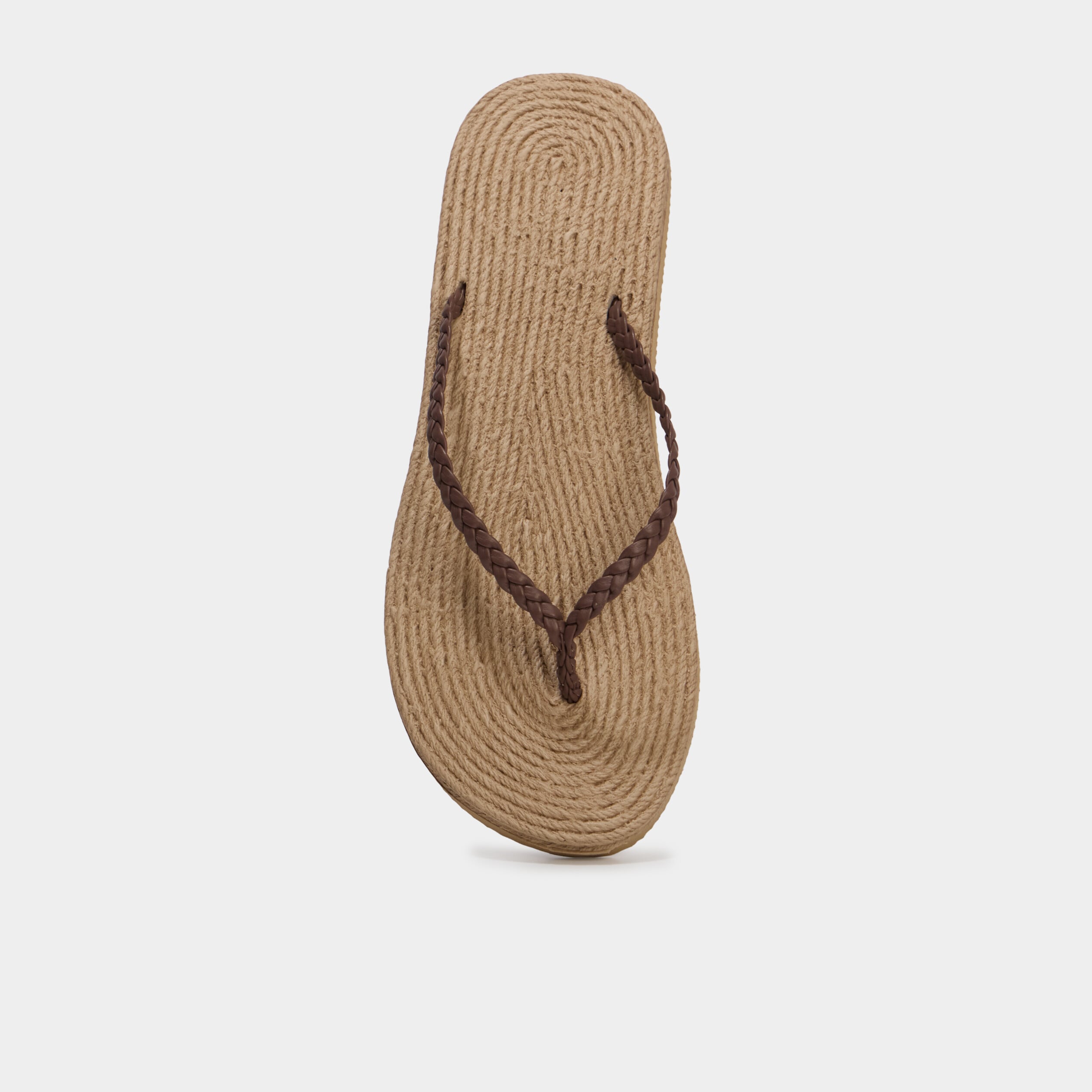 Tongs effet tress&eacute; marron femme