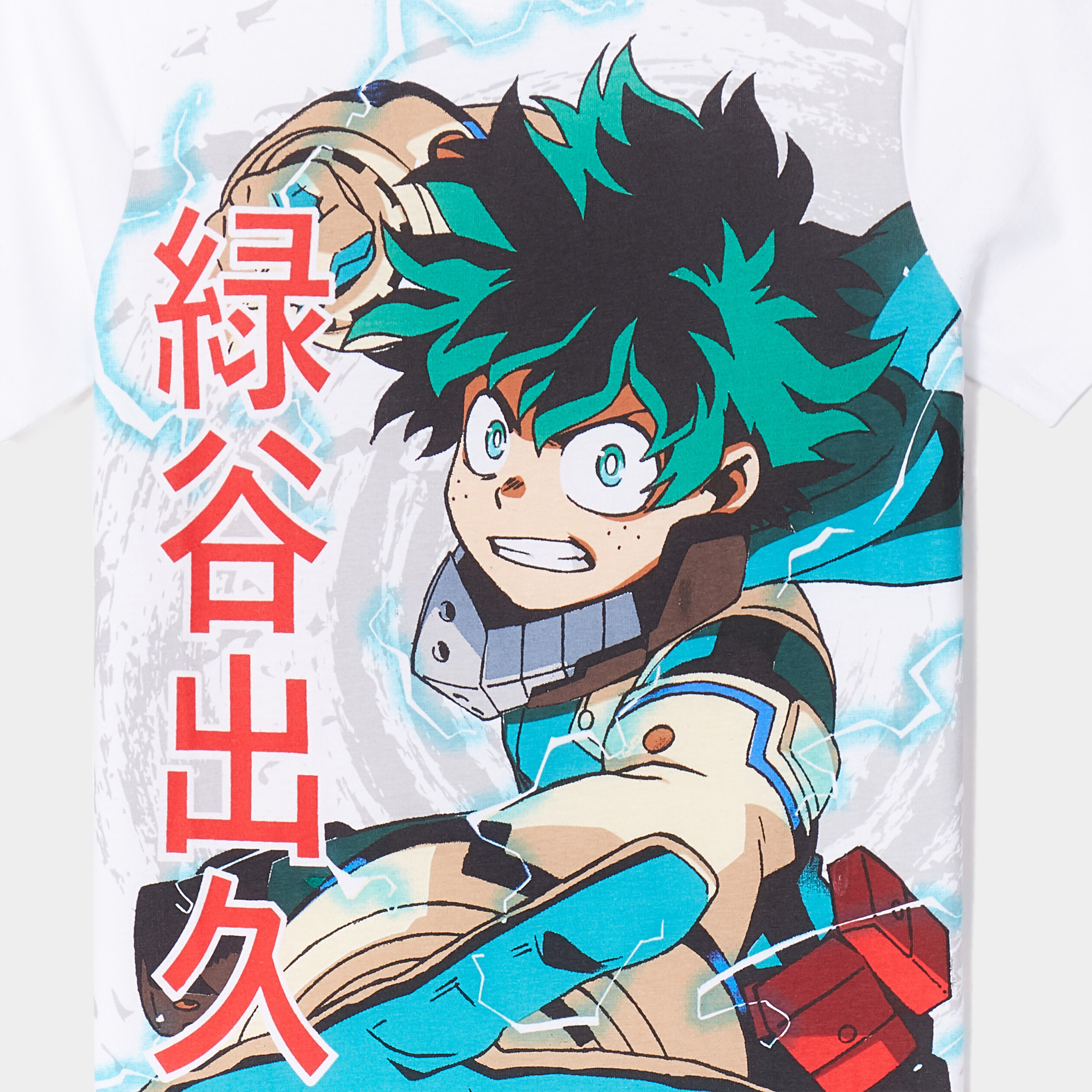 t shirt col rond my hero academia deku blanc garcon T-shirt col rond My Hero Academia Deku blanc garçon