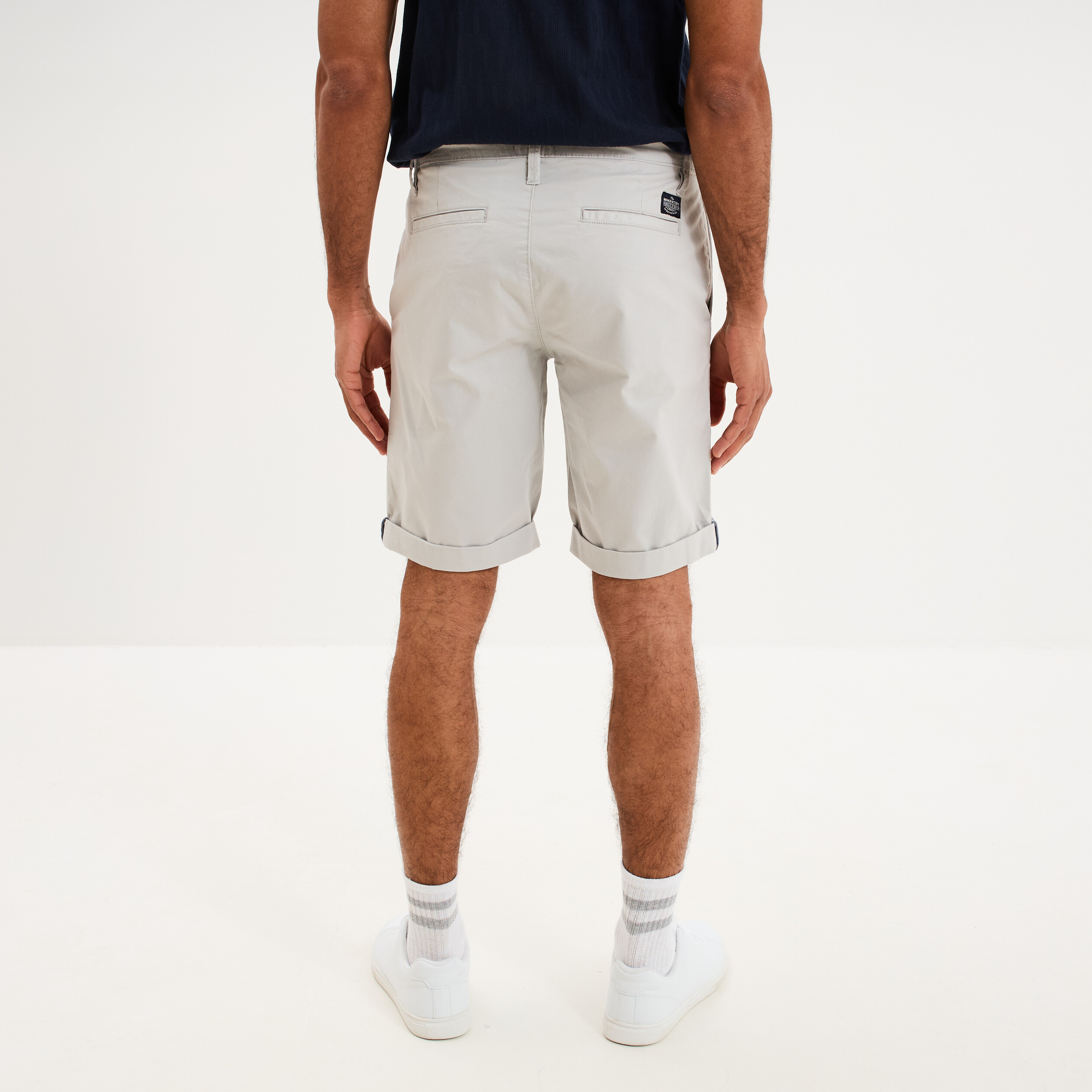 Bermuda short chino straight stretch gris clair homme