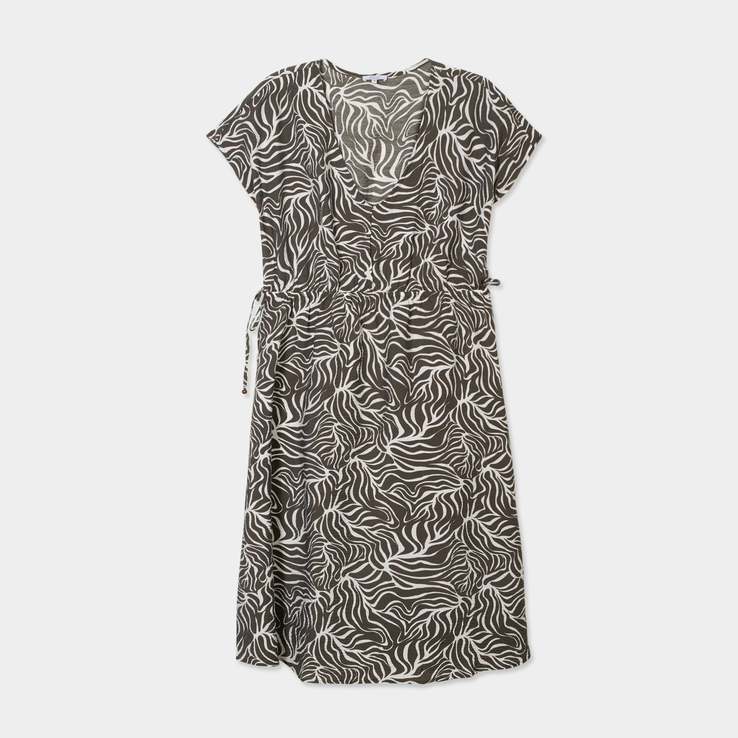 Robe longue taille &agrave; coulisse fluide vert kaki femme grande taille