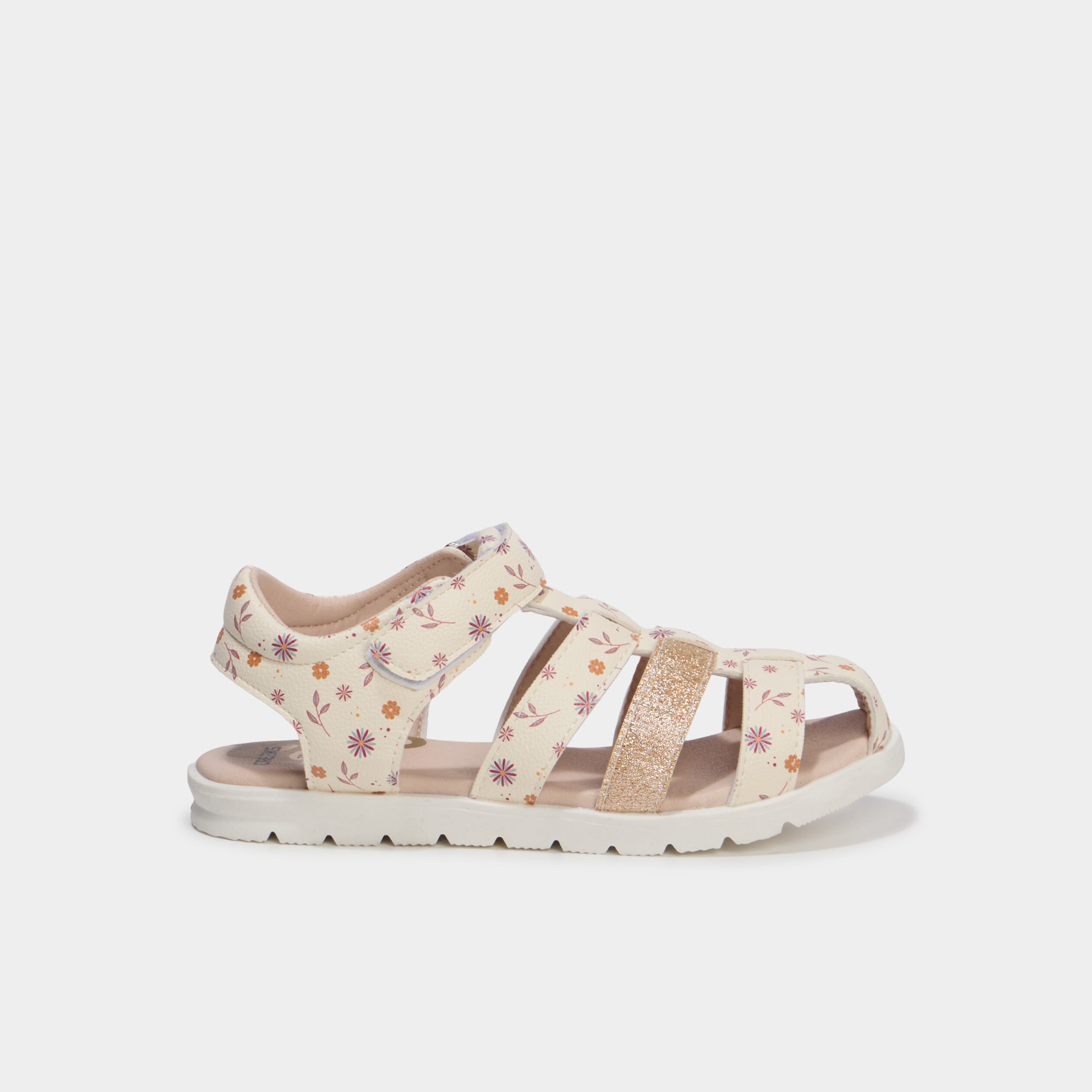 Sandales &agrave; scratchs avec semelle souple multicolore fille