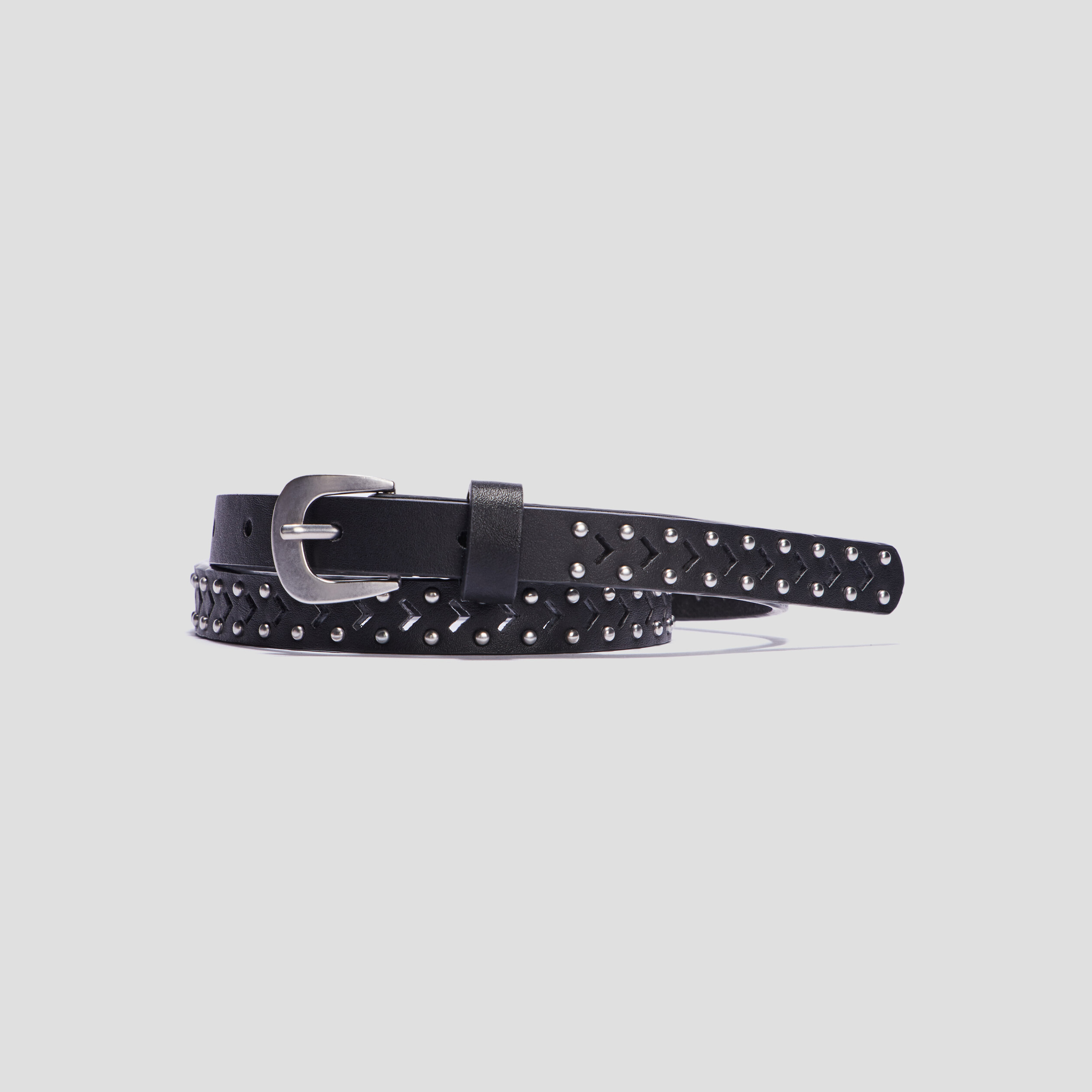 ceinture perforee a clous noir mixte Ceinture perforée à clous noir mixte