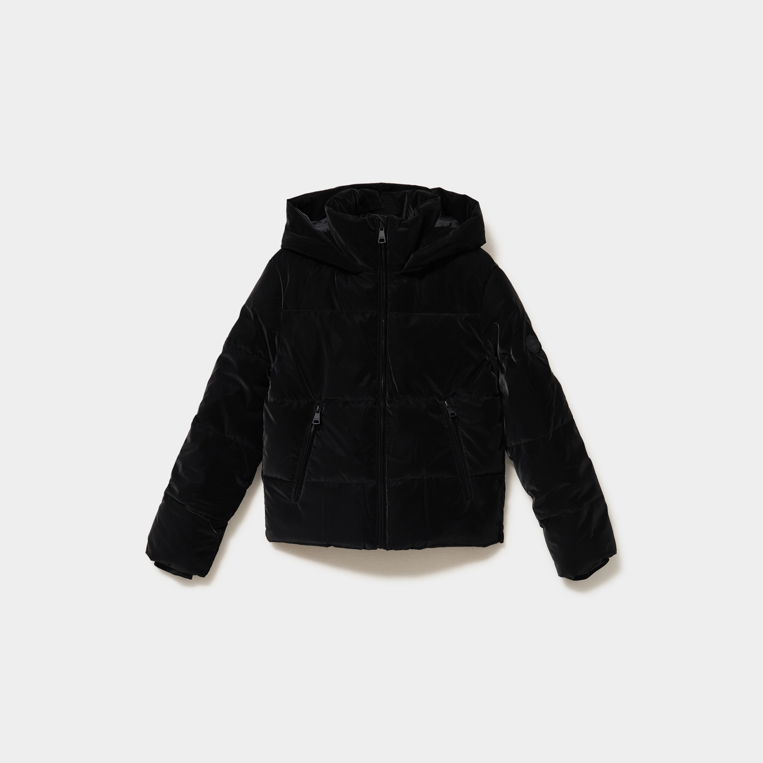 Doudoune courte imperm&eacute;able &agrave; capuche noir femme