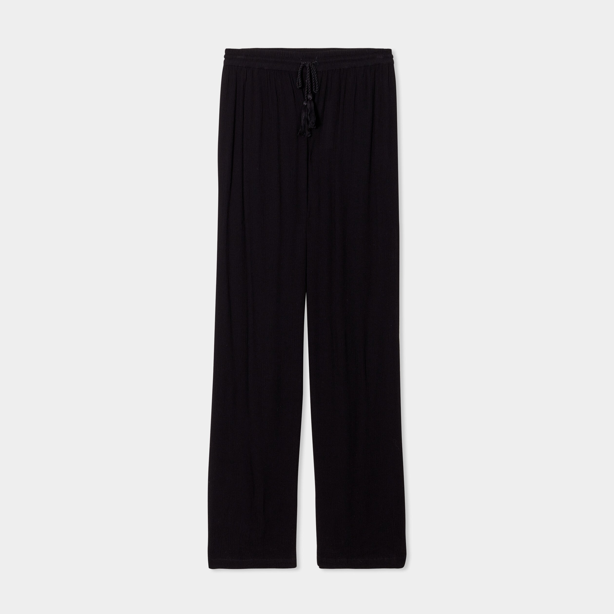 pantalon large fluide noir femme Pantalon large fluide noir femme