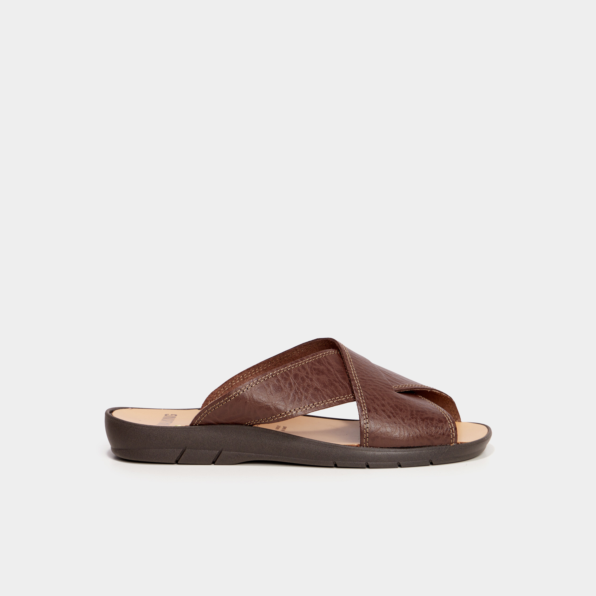 Mules brides croisées en cuir marron homme