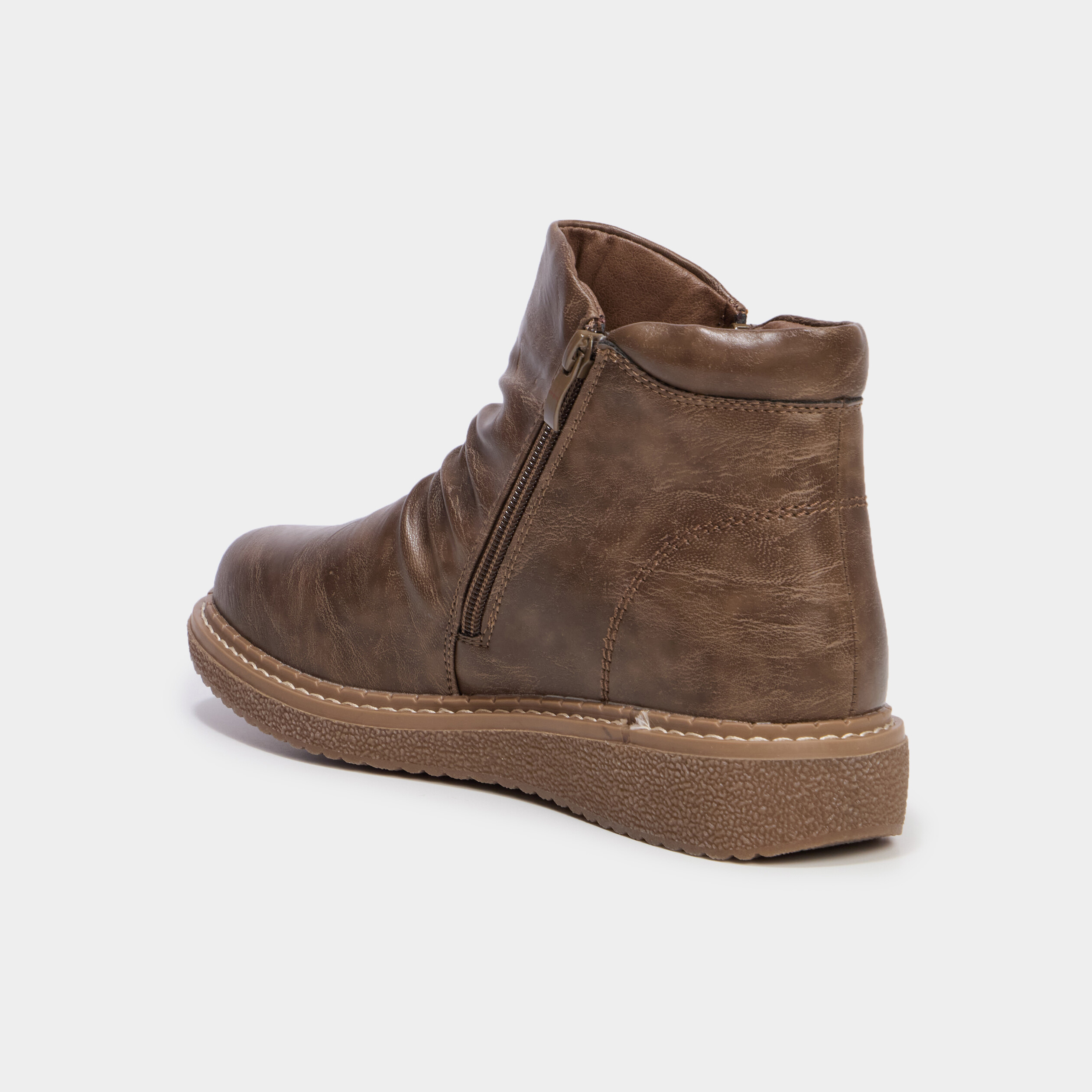 Boots effet pliss&eacute; taupe femme