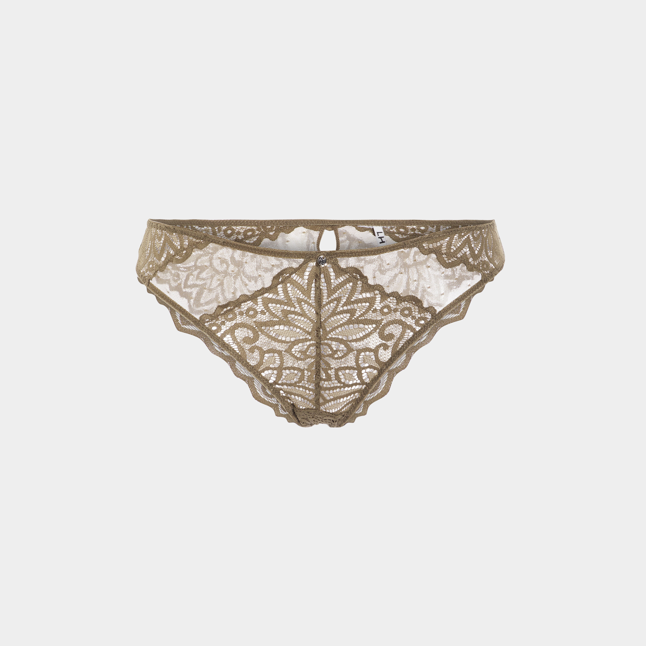 Culotte en dentelle et tulle vert kaki femme