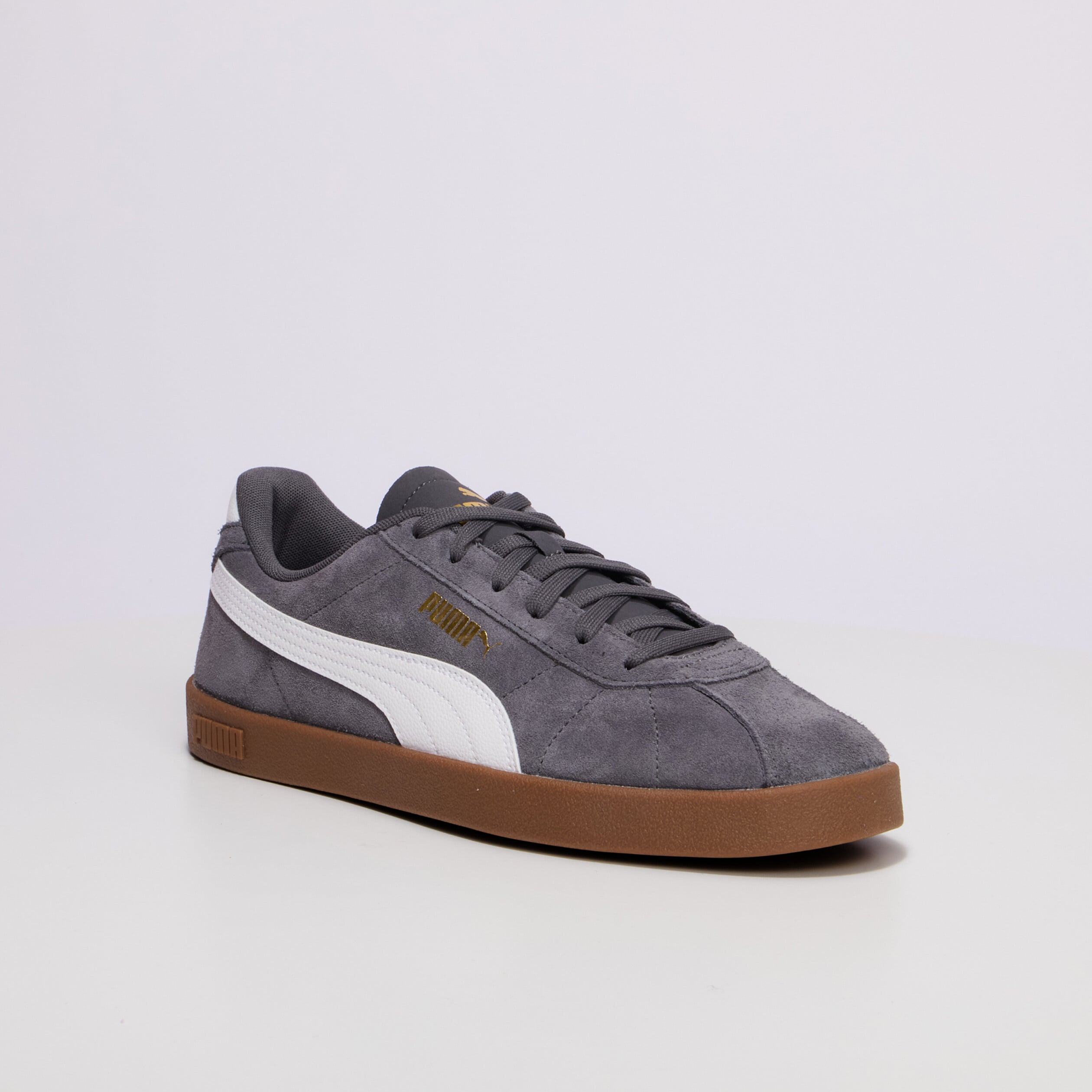 Baskets &agrave; lacets en cuir Puma Club II gris fonc&eacute; homme