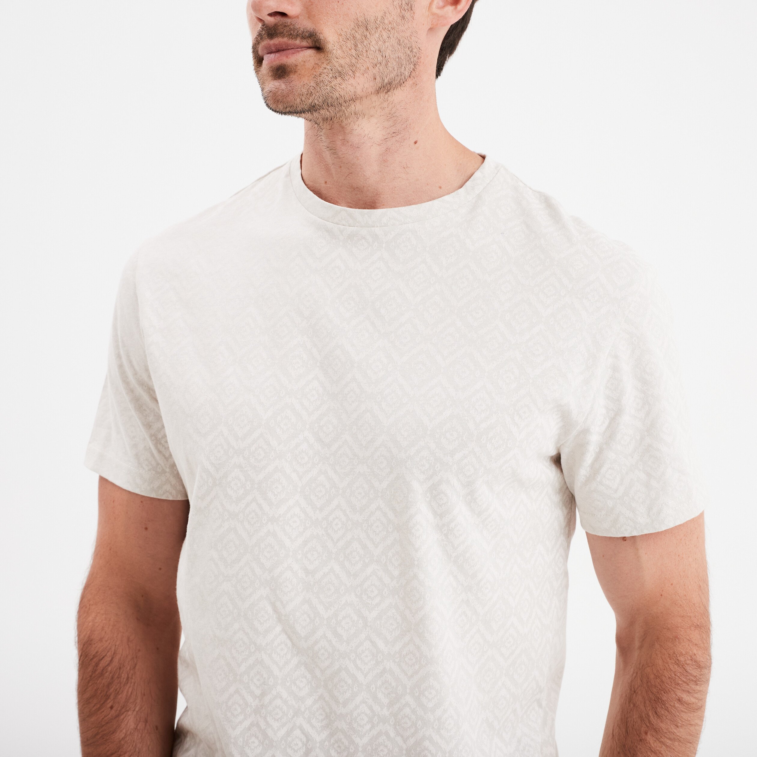 t shirt manches courtes col rond creme homme T-shirt manches courtes col rond creme homme