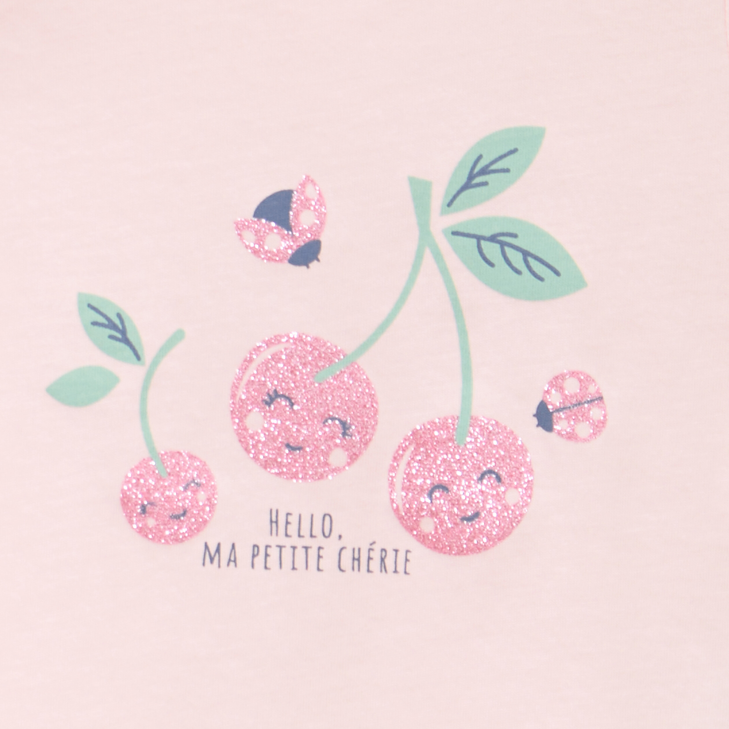 T-shirt &agrave; paillettes coton rose clair b&eacute;b&eacute; fille