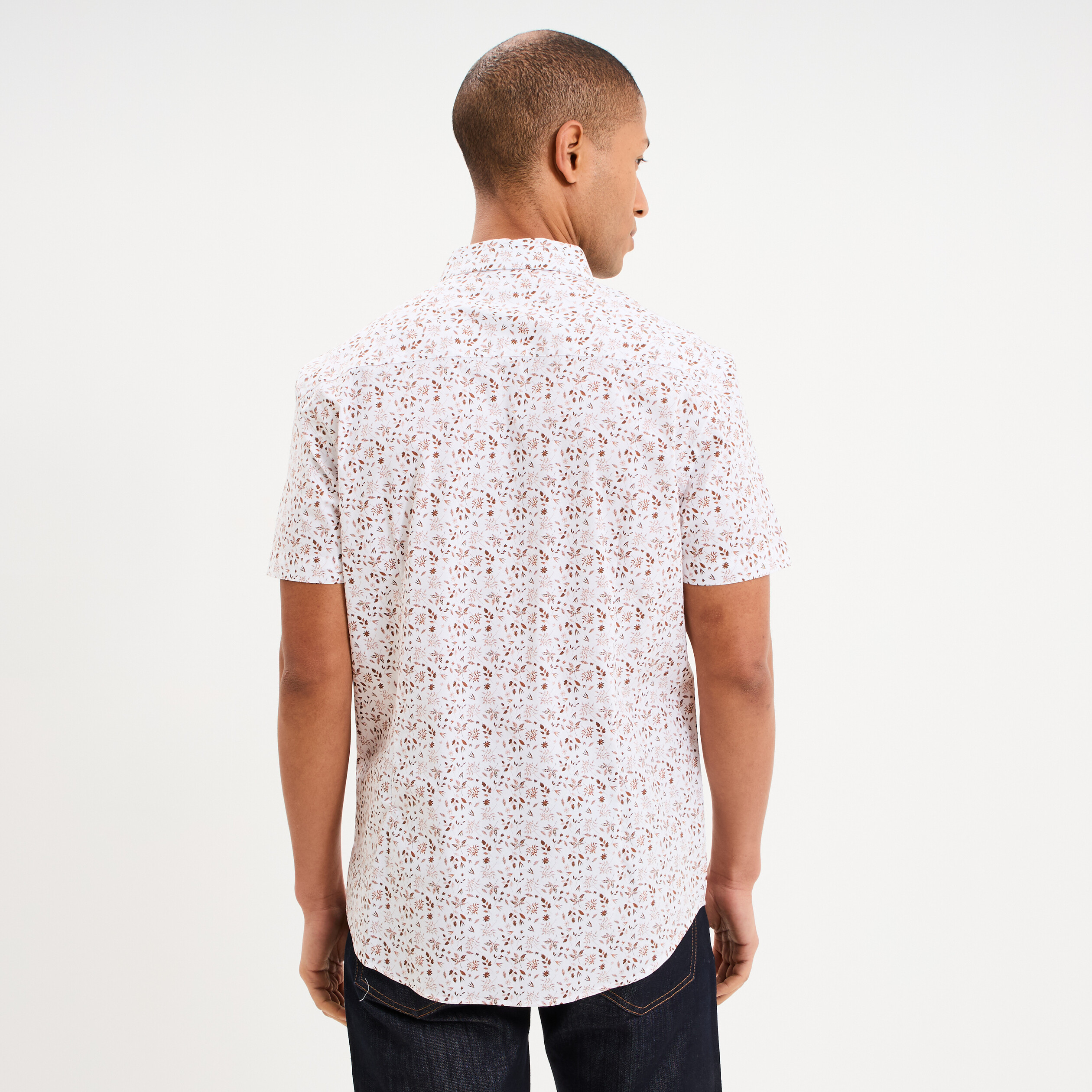 Chemise manches courtes coton ecru homme