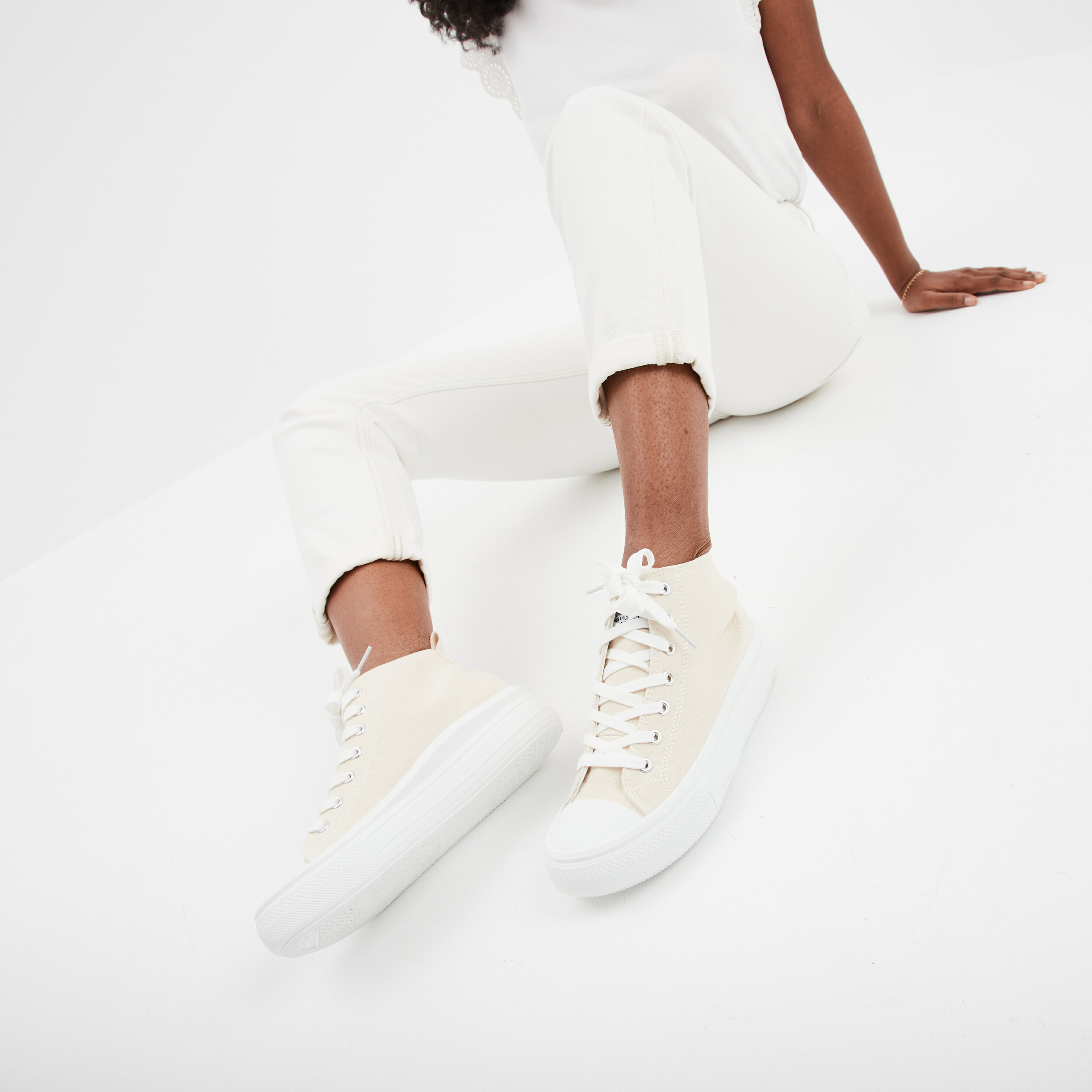 baskets montantes en toile creeks sable femme Baskets montantes en toile Creeks sable femme