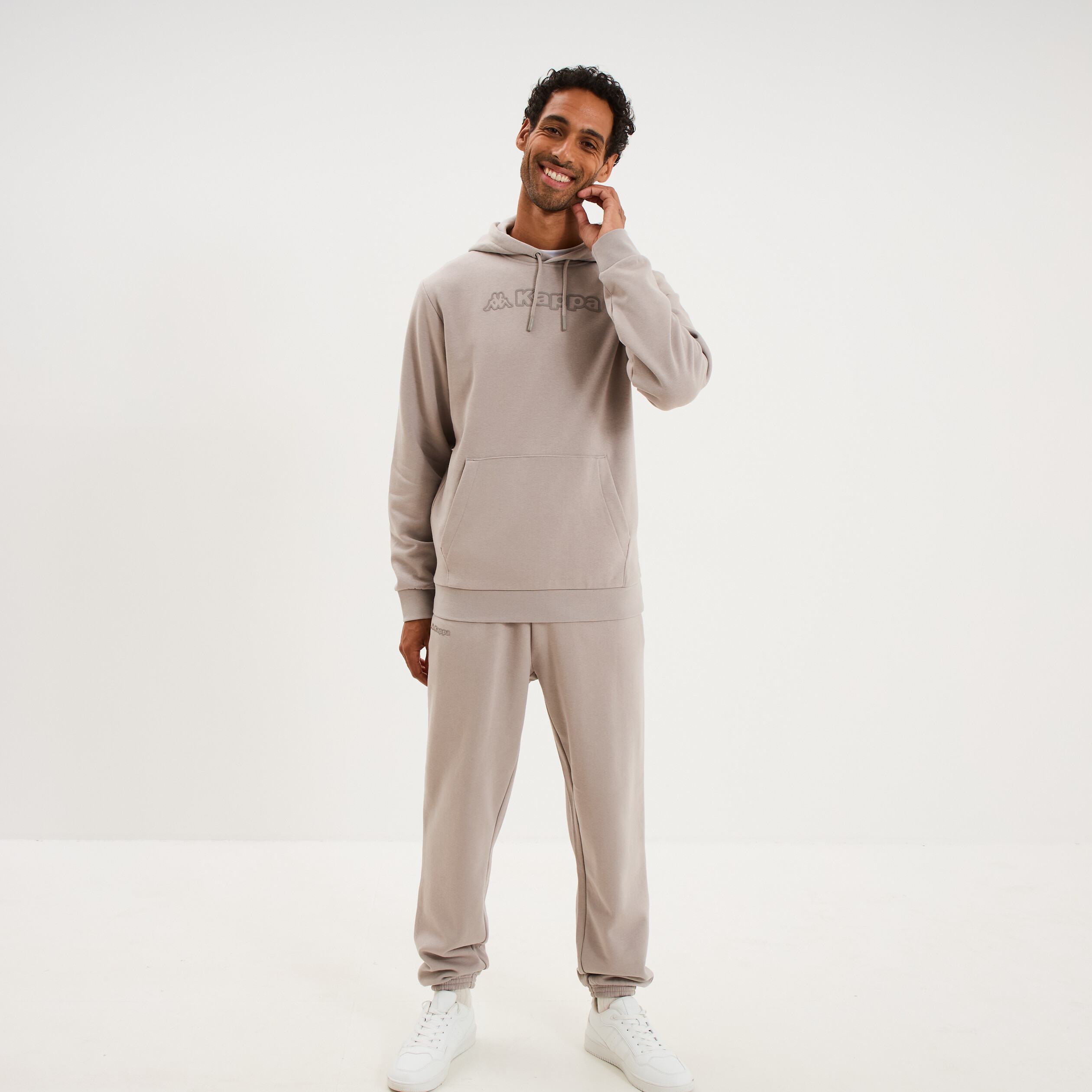 Sweat hoodie 1 poche Kappa gris clair homme