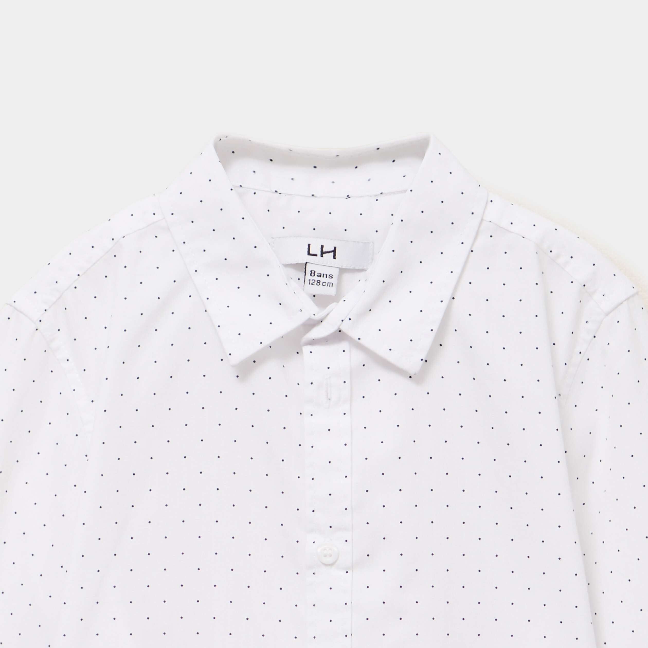 Chemise droite &agrave; manches longues blanc gar&ccedil;on