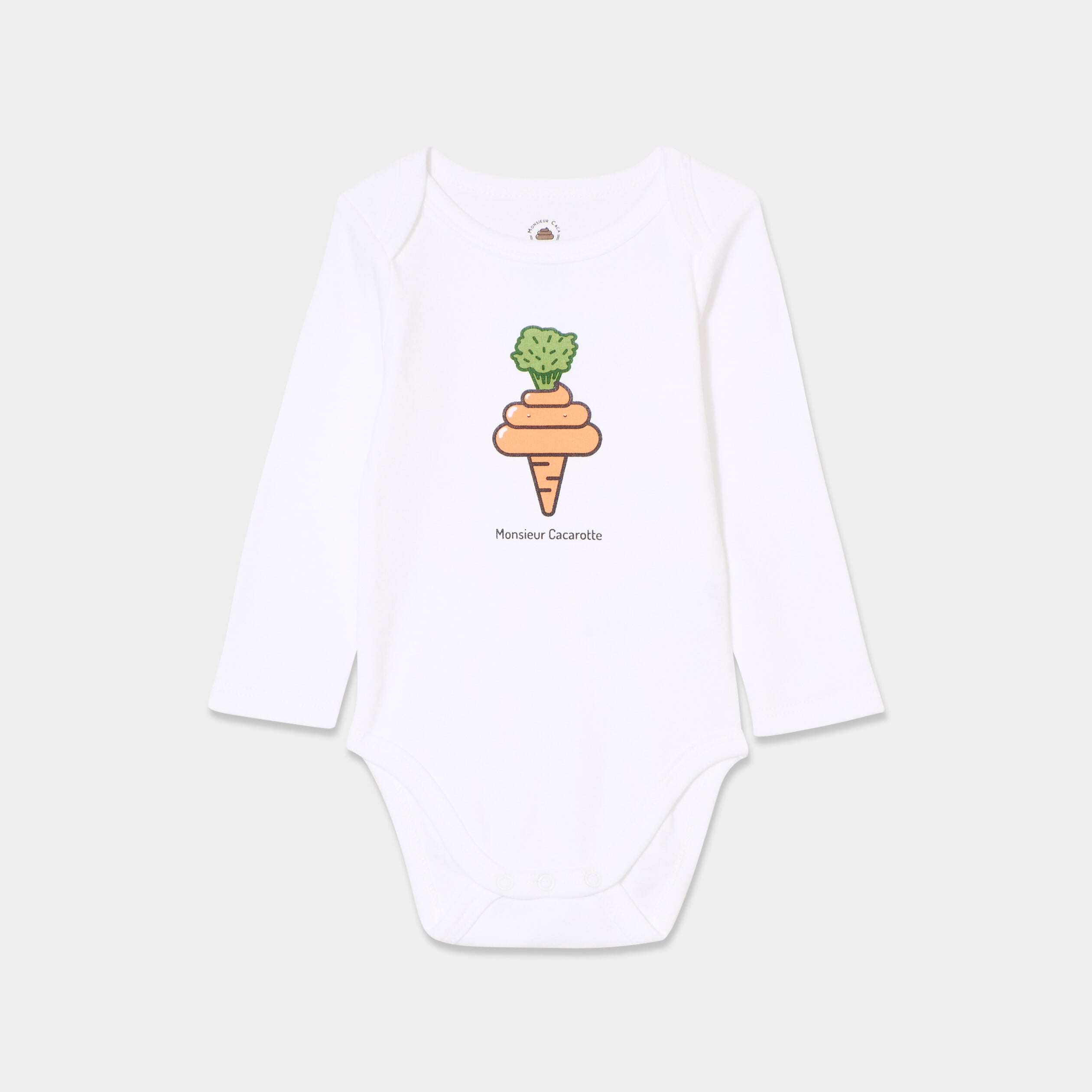 Body US coton Monsieur Caca x La Halle blanc b&eacute;b&eacute; gar&ccedil;on