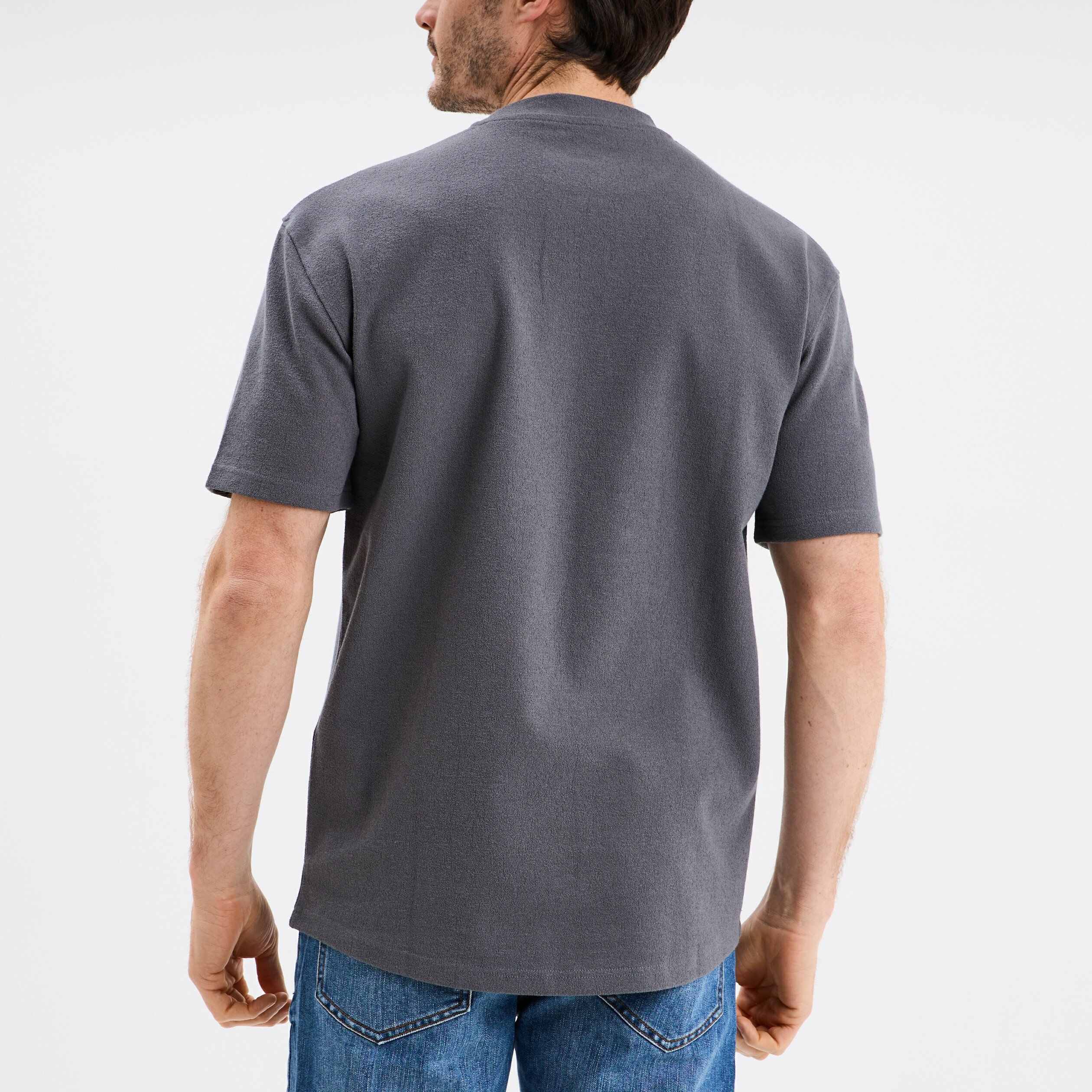 t shirt col rond coton majoritaire gris fonce homme T-shirt col rond coton majoritaire gris foncé homme