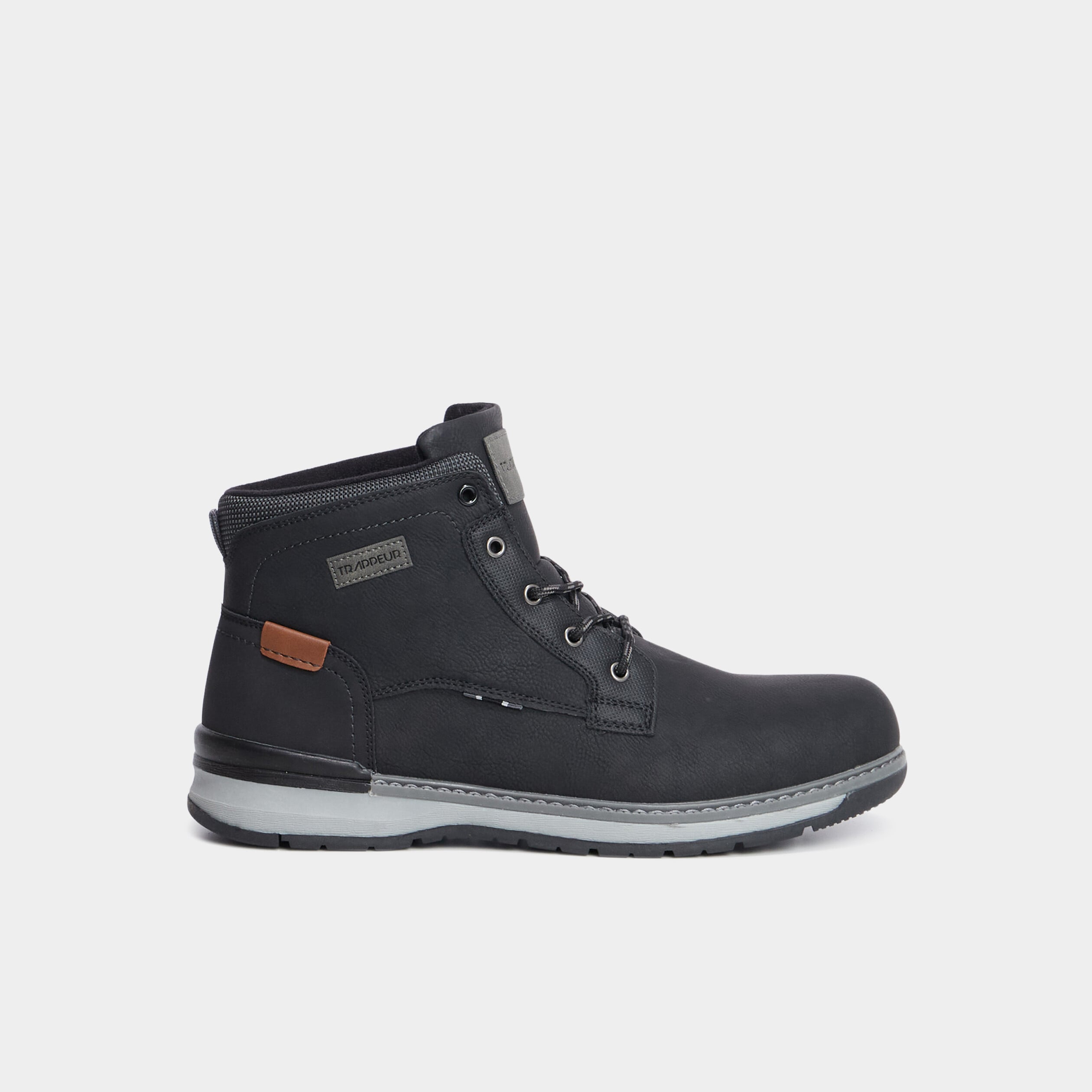 Bottines montantes &agrave; lacets noir homme