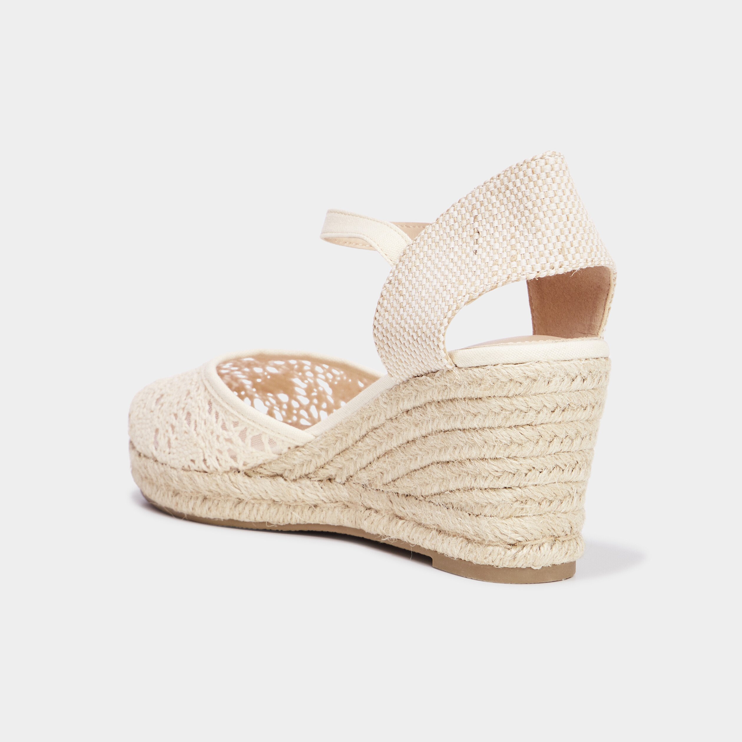 sandales compensees en broderie anglaise blanc femme Sandales compensées en broderie anglaise blanc femme