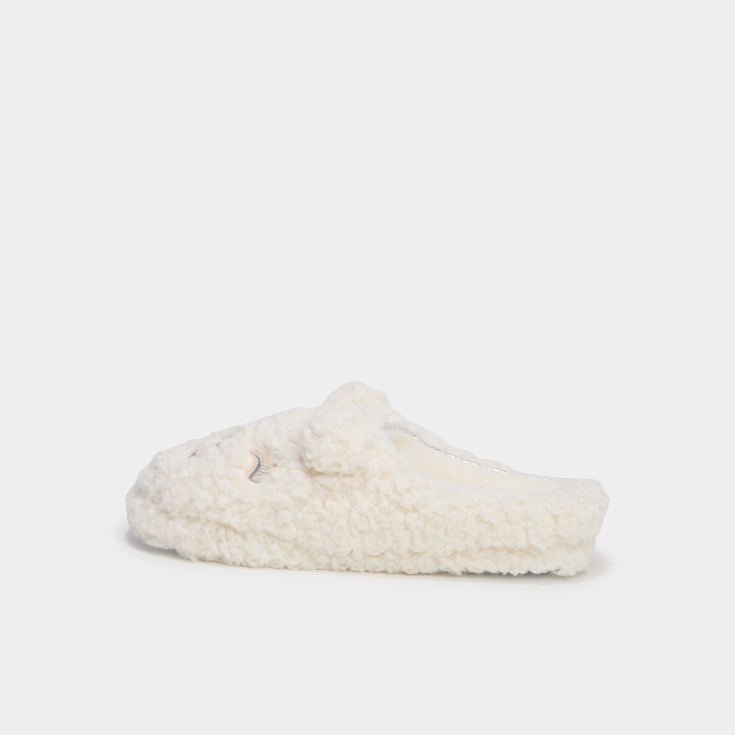 Chaussons mules effet polaire blanc femme