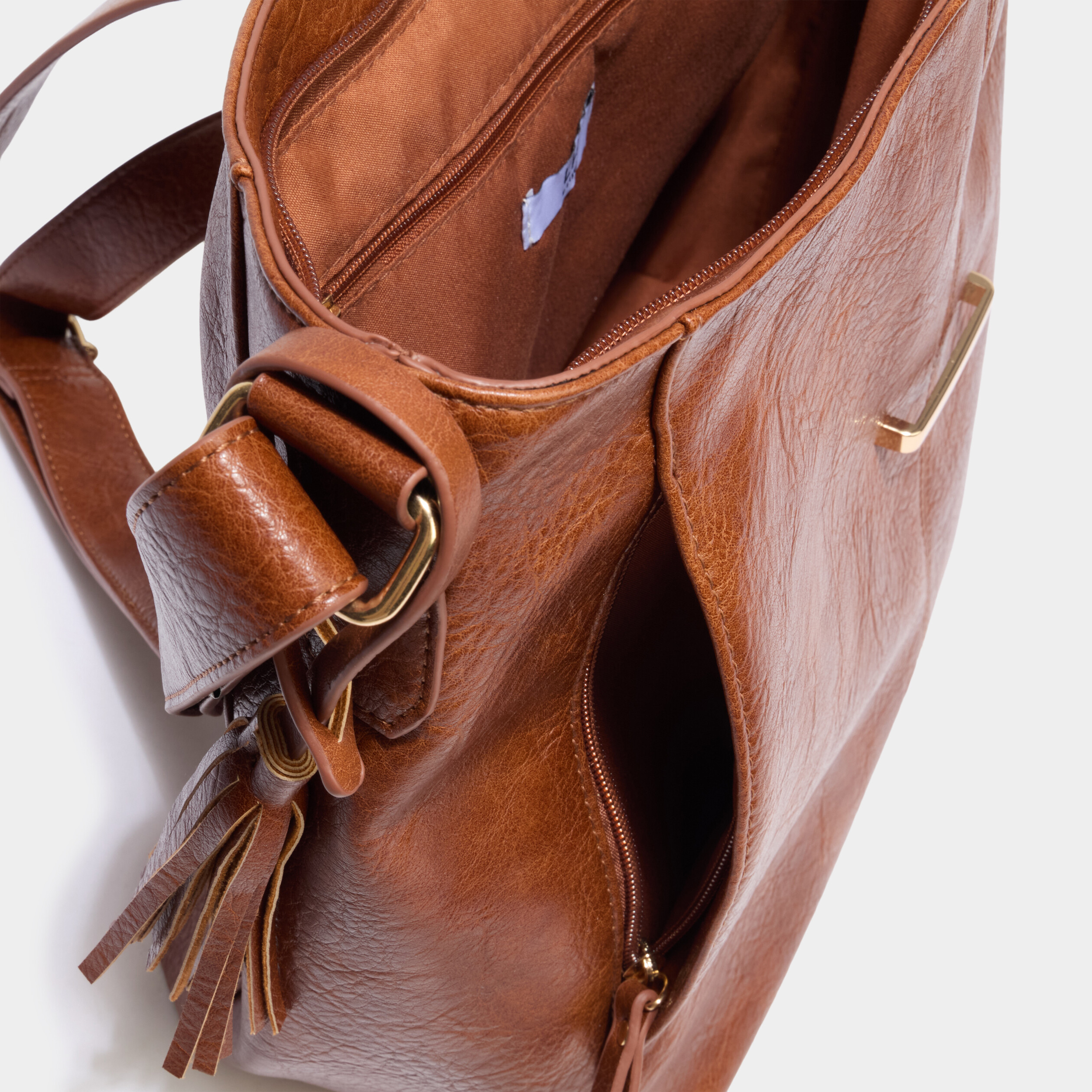 Sac port&eacute;-&eacute;paule marron cognac femme