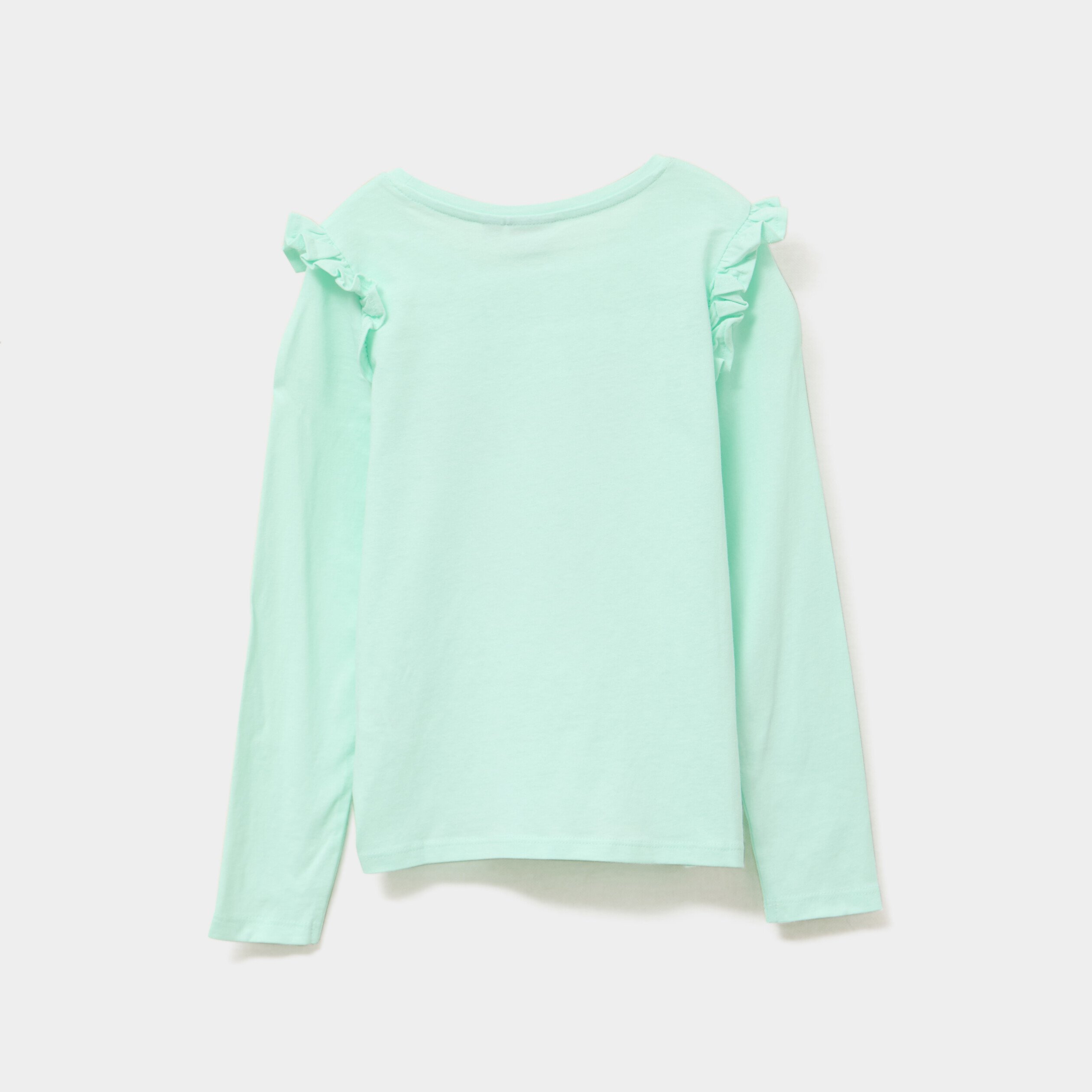 t shirt a manches longues sequins coton vert clair fille T-shirt à manches longues sequins coton vert clair fille