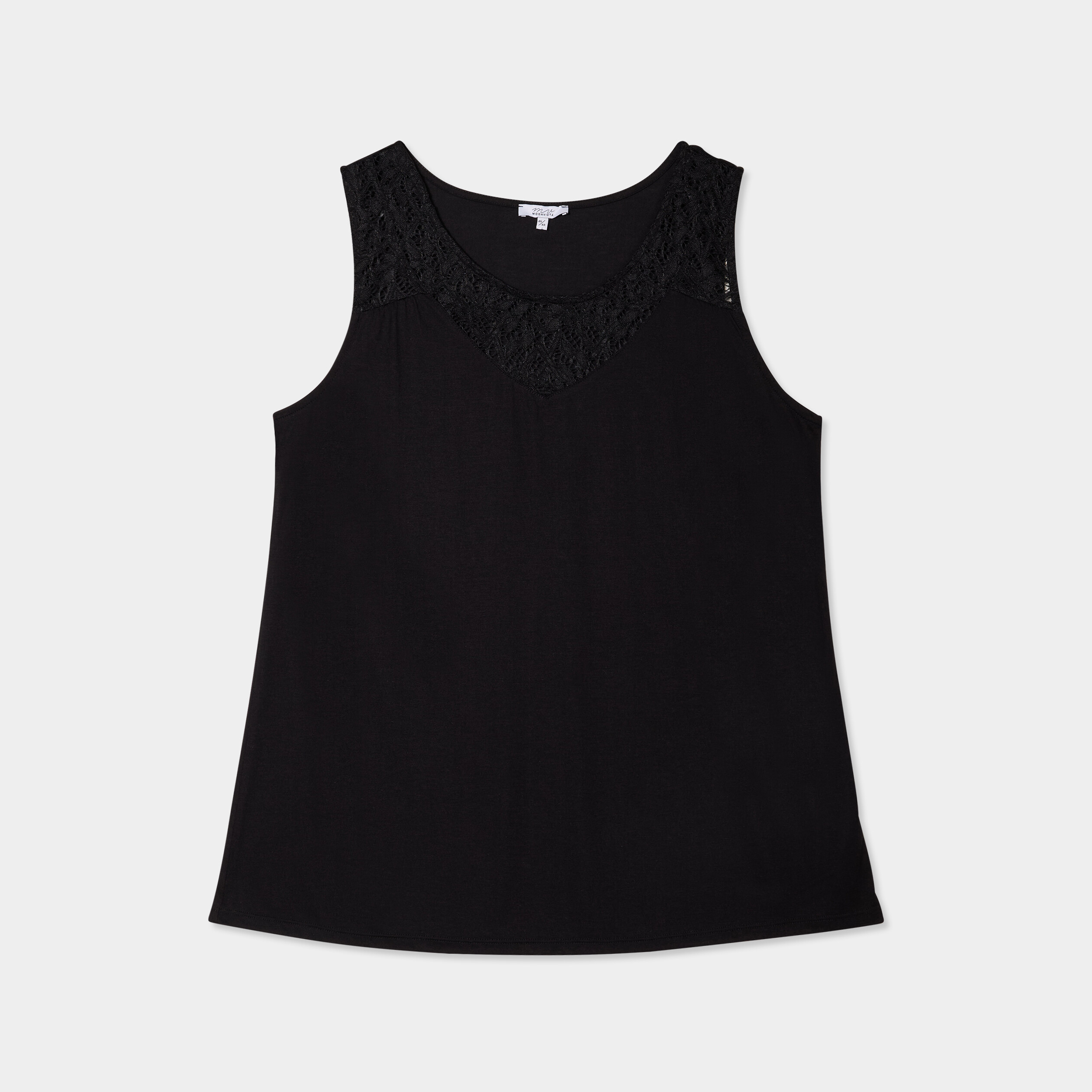 debardeur col en dentelle noir femmegt Débardeur col en dentelle noir femme grande taille