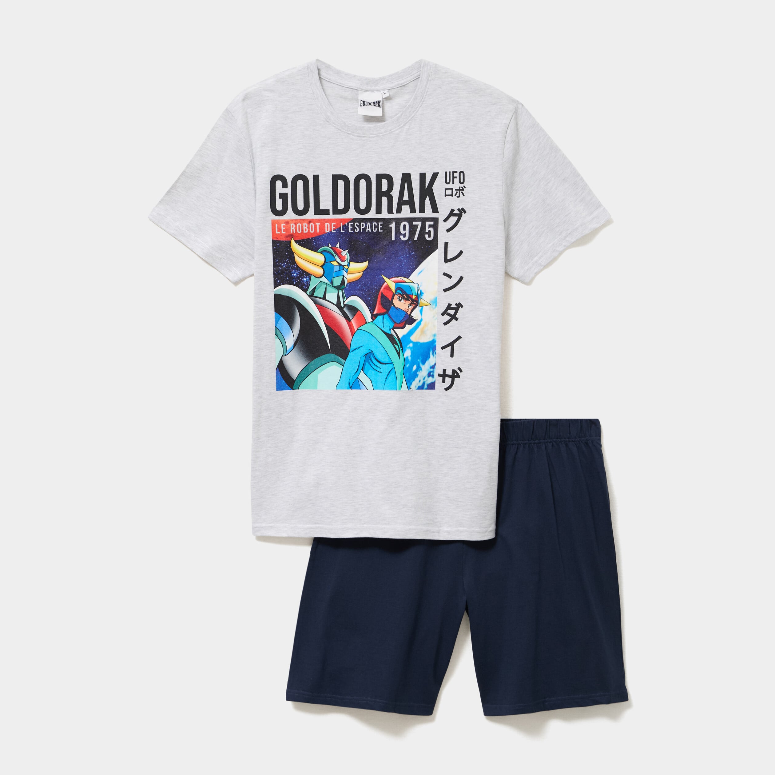 Ensemble pyjama short t-shirt Goldorak gris clair homme