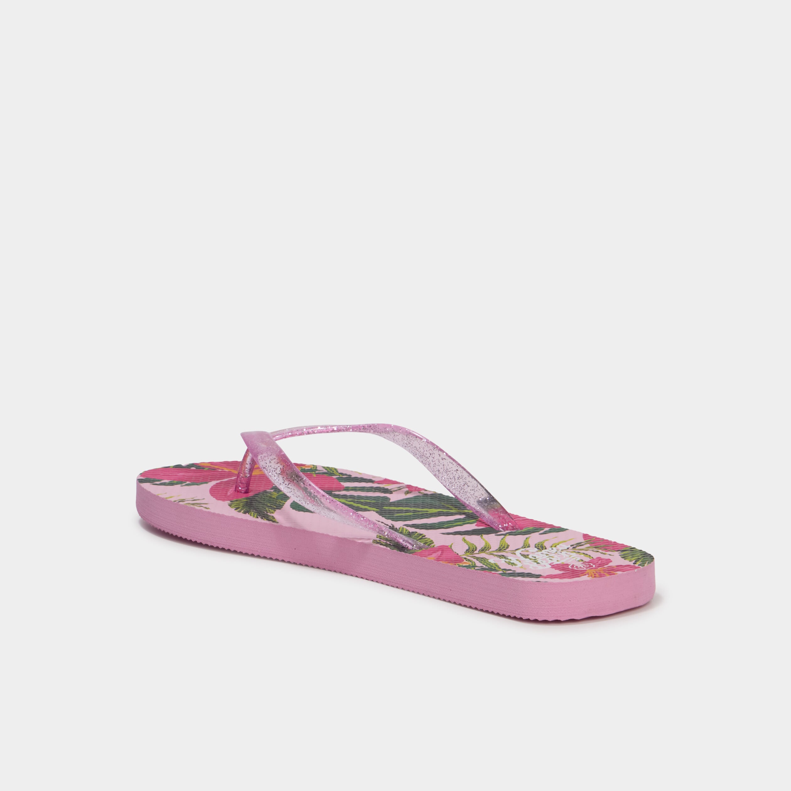 Tongs entredoigts &agrave; paillettes rose femme