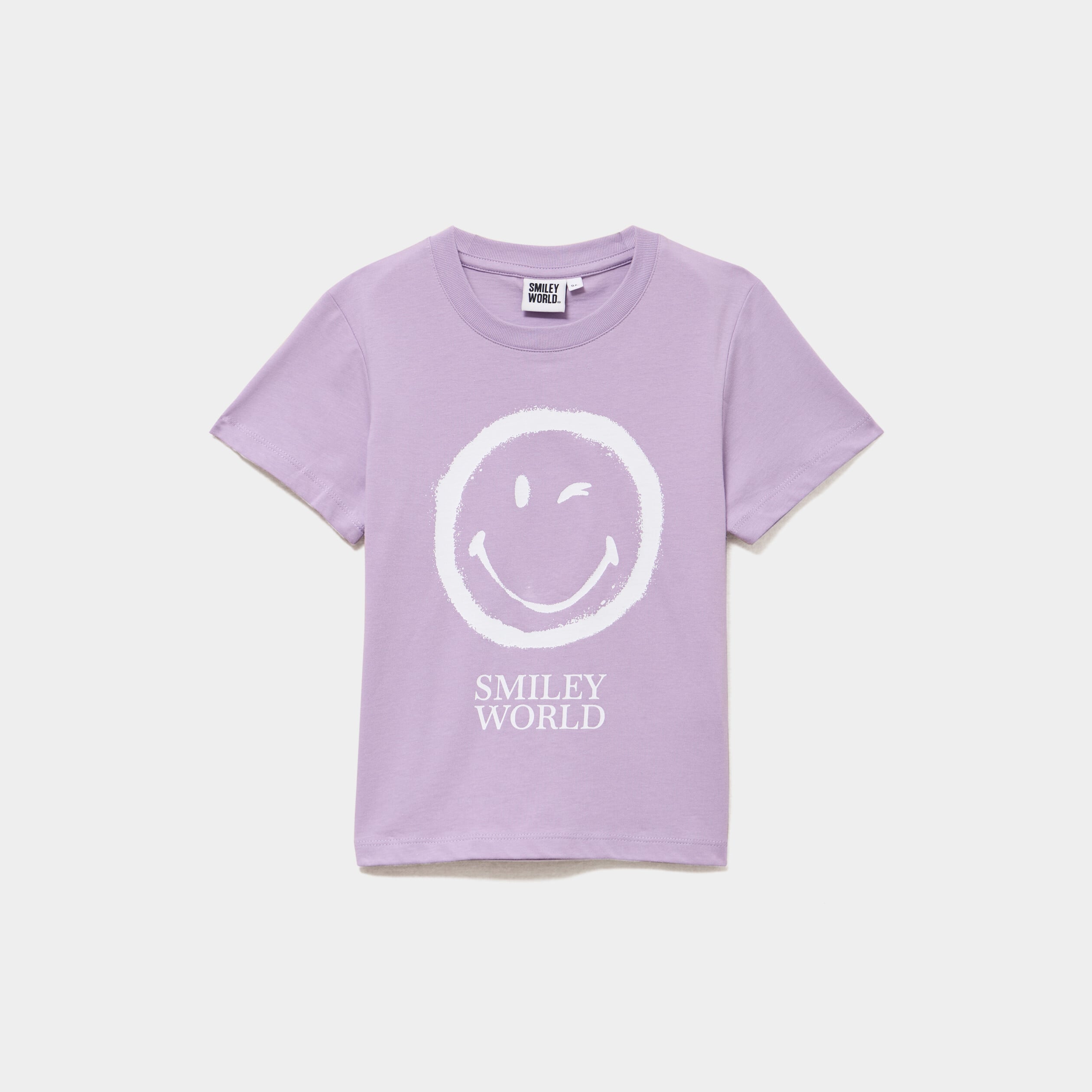 T-shirt col rond coton Smiley World mauve fille