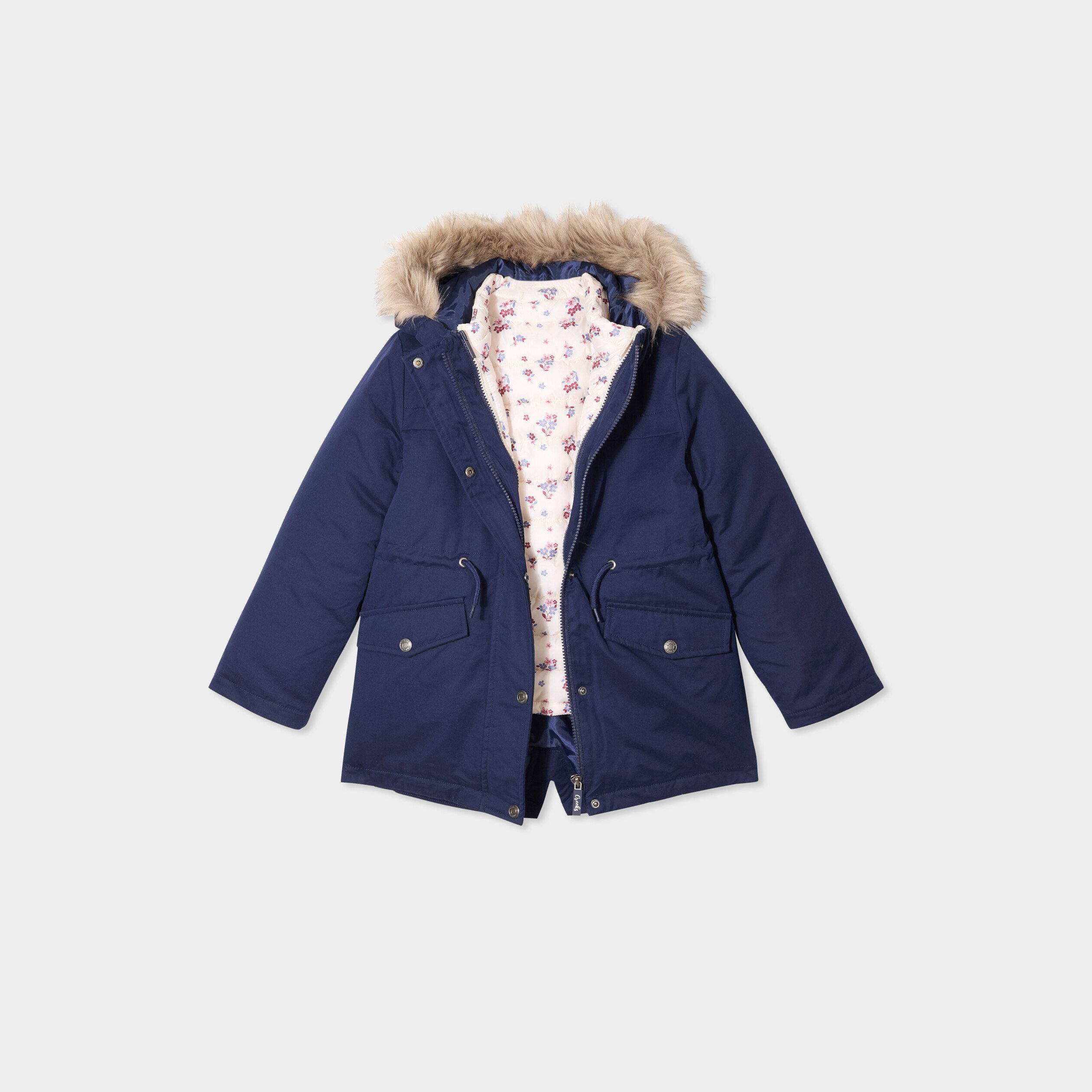 parka et doudoune 3 en 1 bleu marine fille Parka et doudoune 3-en-1 bleu marine fille