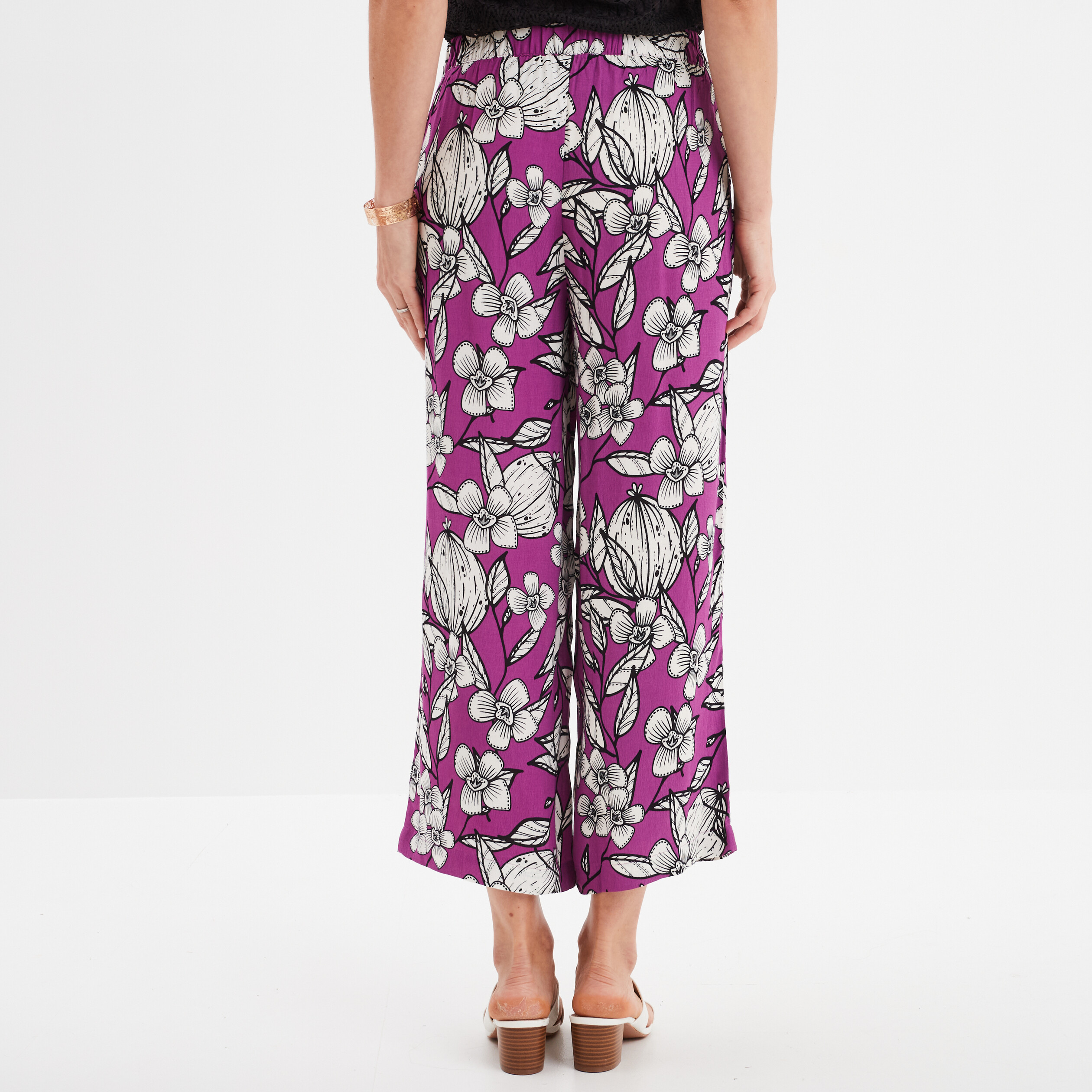 pantalon large fluide 78eme violet femme Pantalon large fluide 7/8ème violet femme