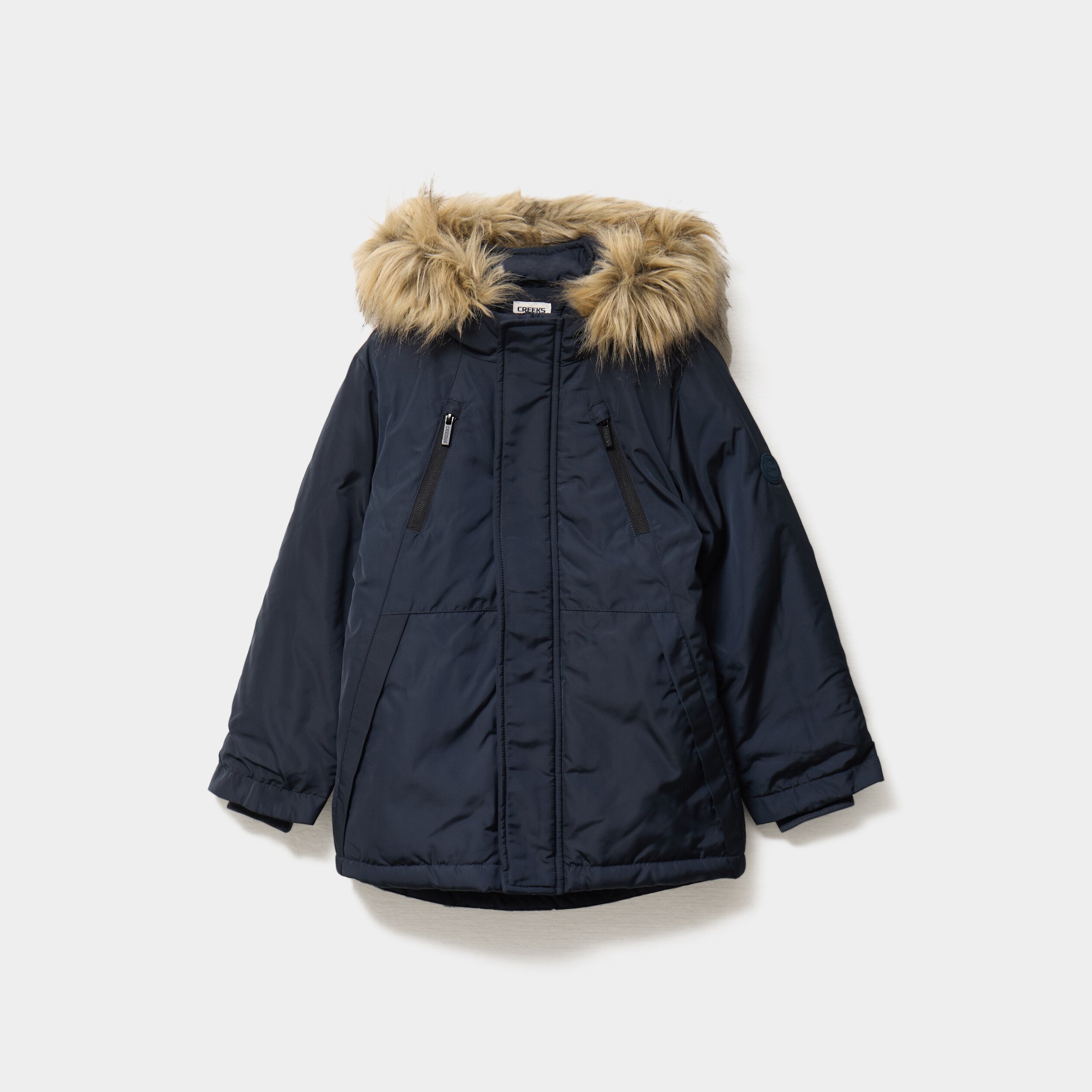 Parka mi-longue à capuche bleu marine garçon La Halle
