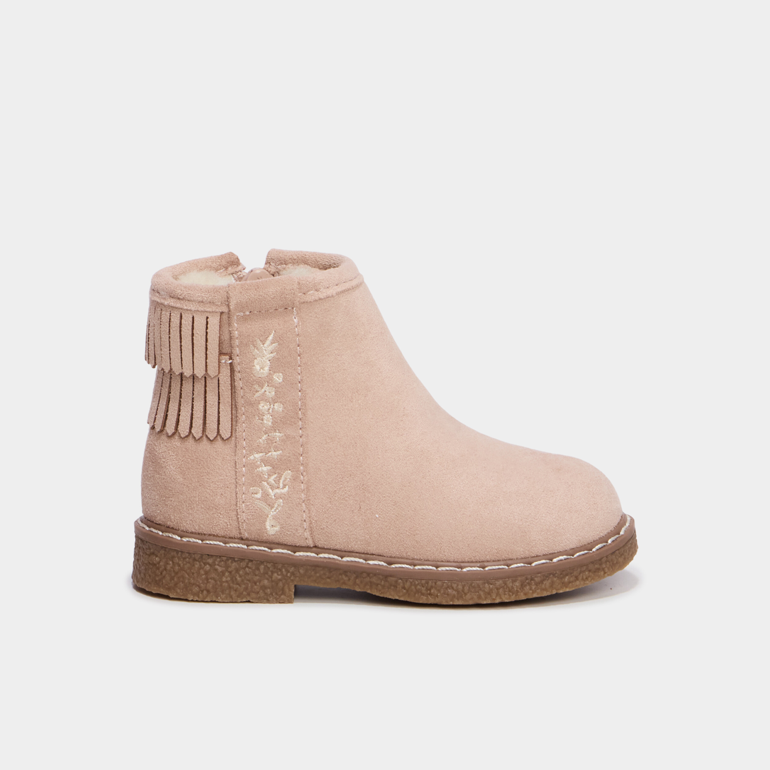 Boots fourr&eacute;es &agrave; franges ivoire b&eacute;b&eacute; fille