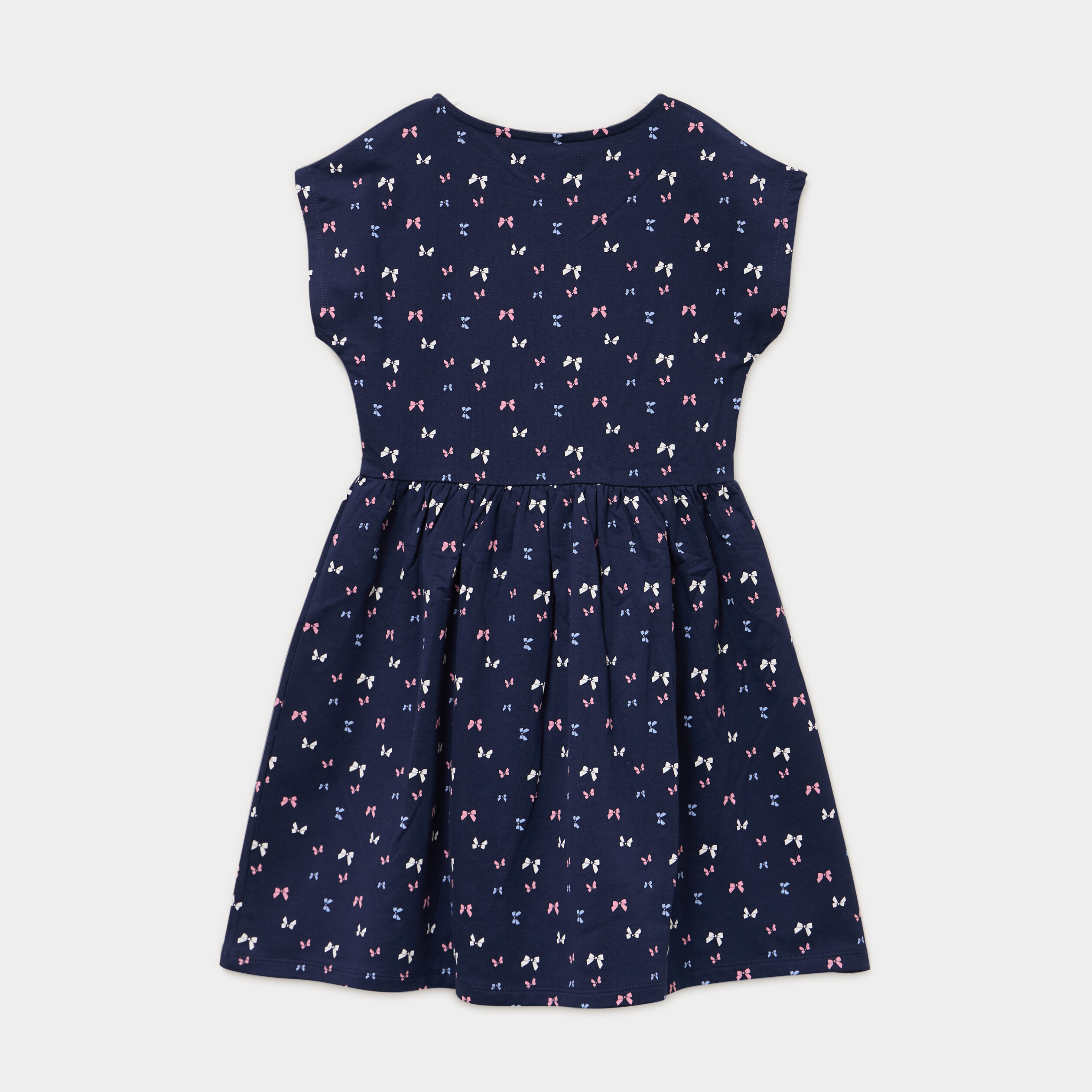 Robe courte droite sans manches cintr&eacute;e bleu marine fille