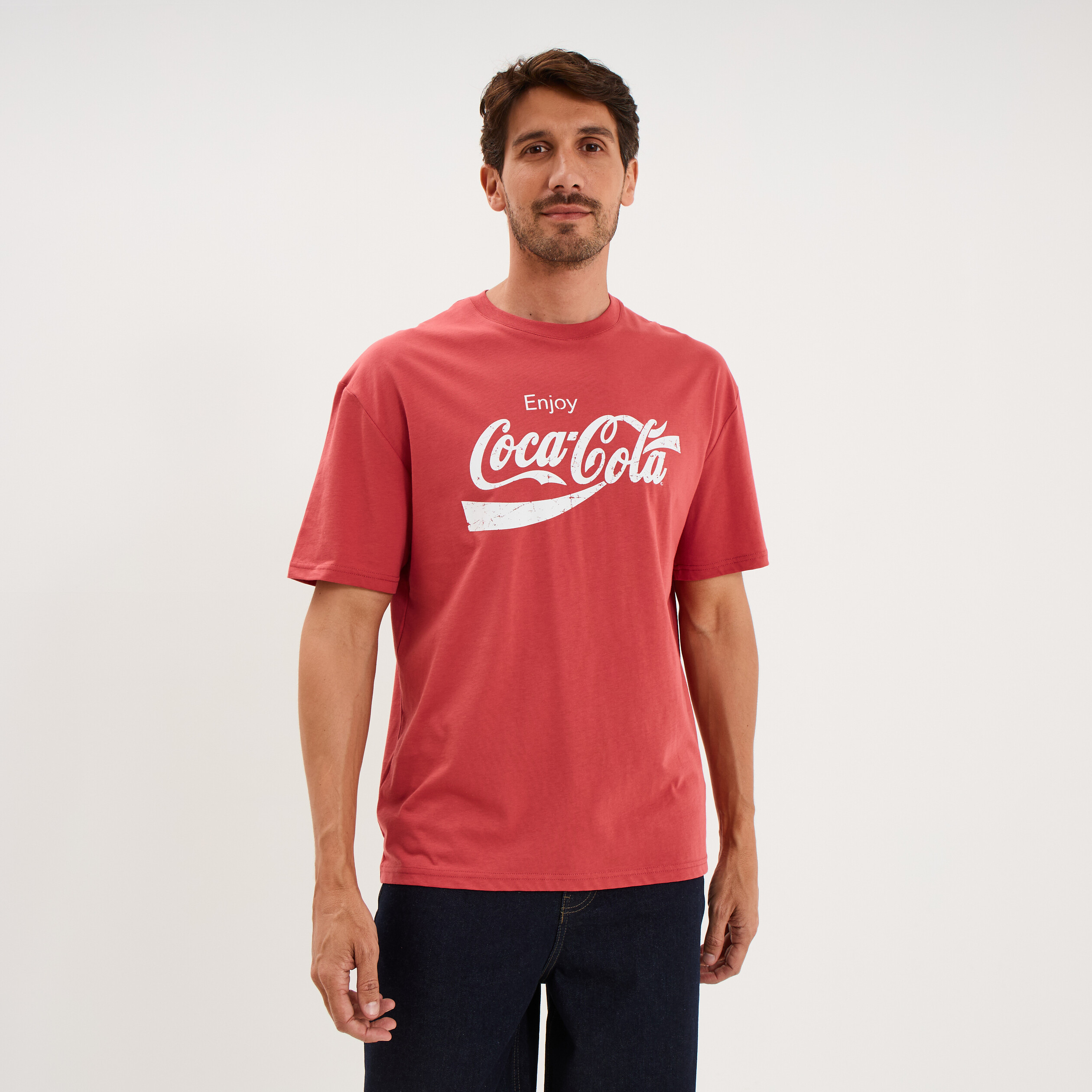 T-shirt manches courtes coton Coca-Cola rouge homme