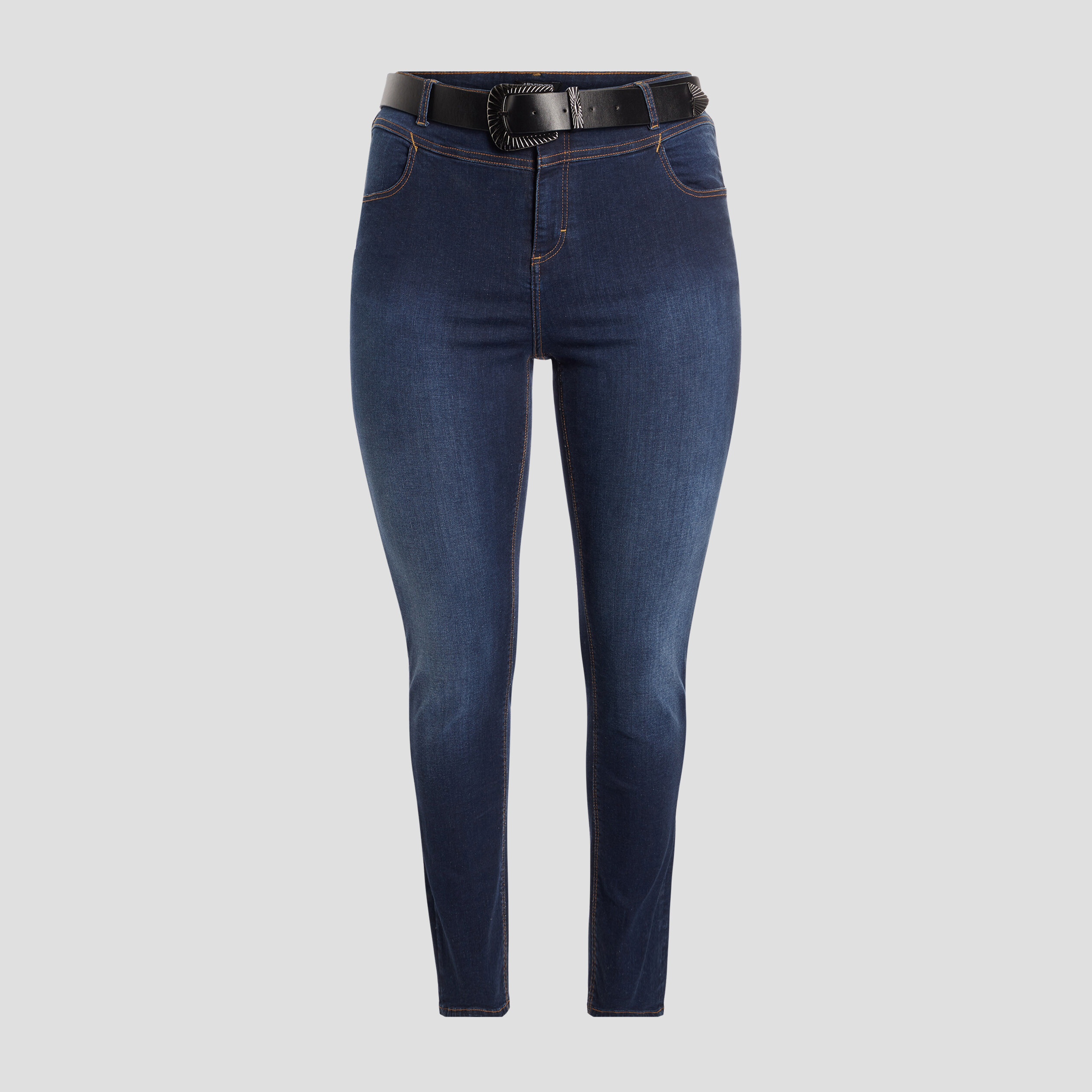 jeans slim ceinture denim brut femmegt Jeans slim ceinturé denim brut femme grande taille