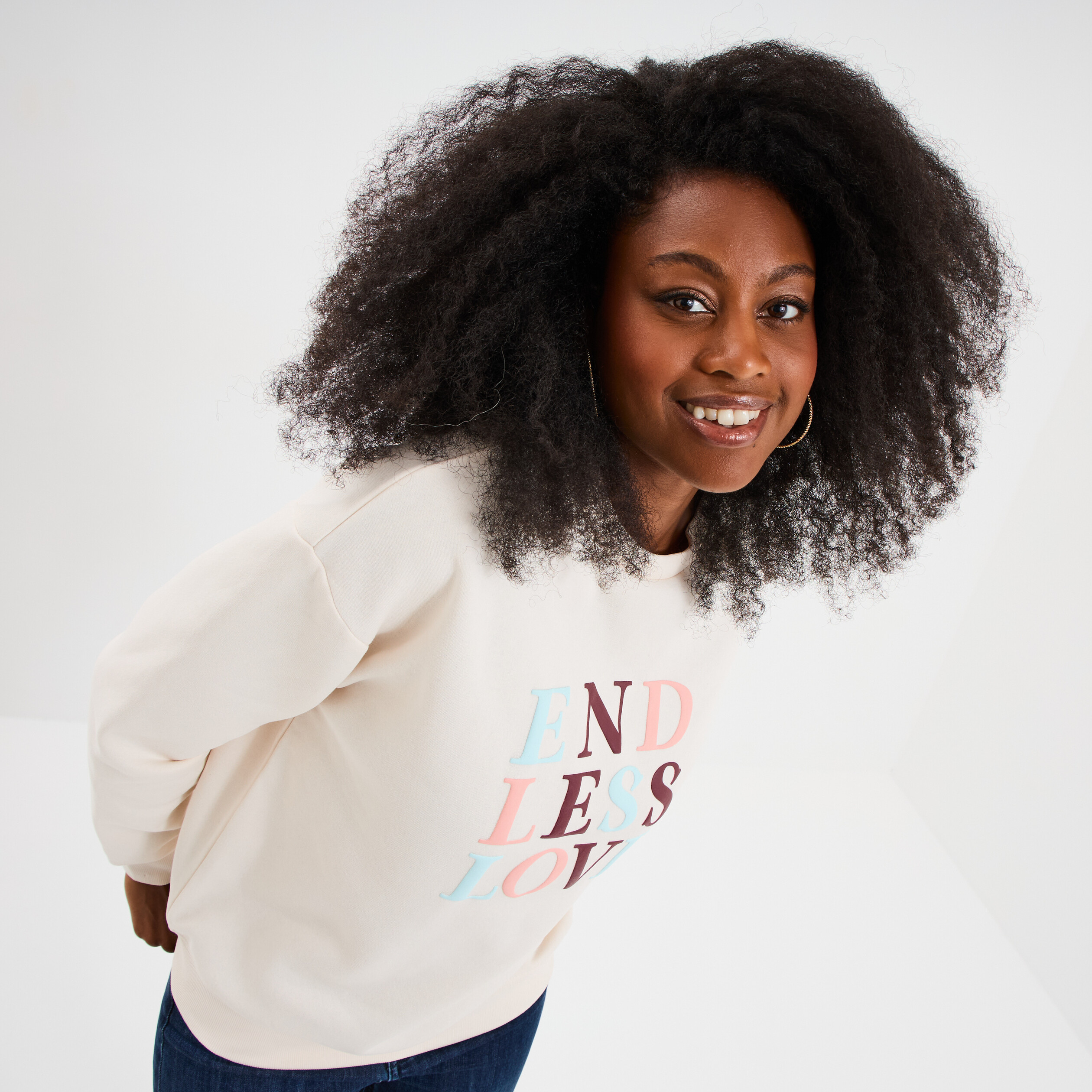 sweat col rond manches longues blanc femme Sweat col rond manches longues blanc femme