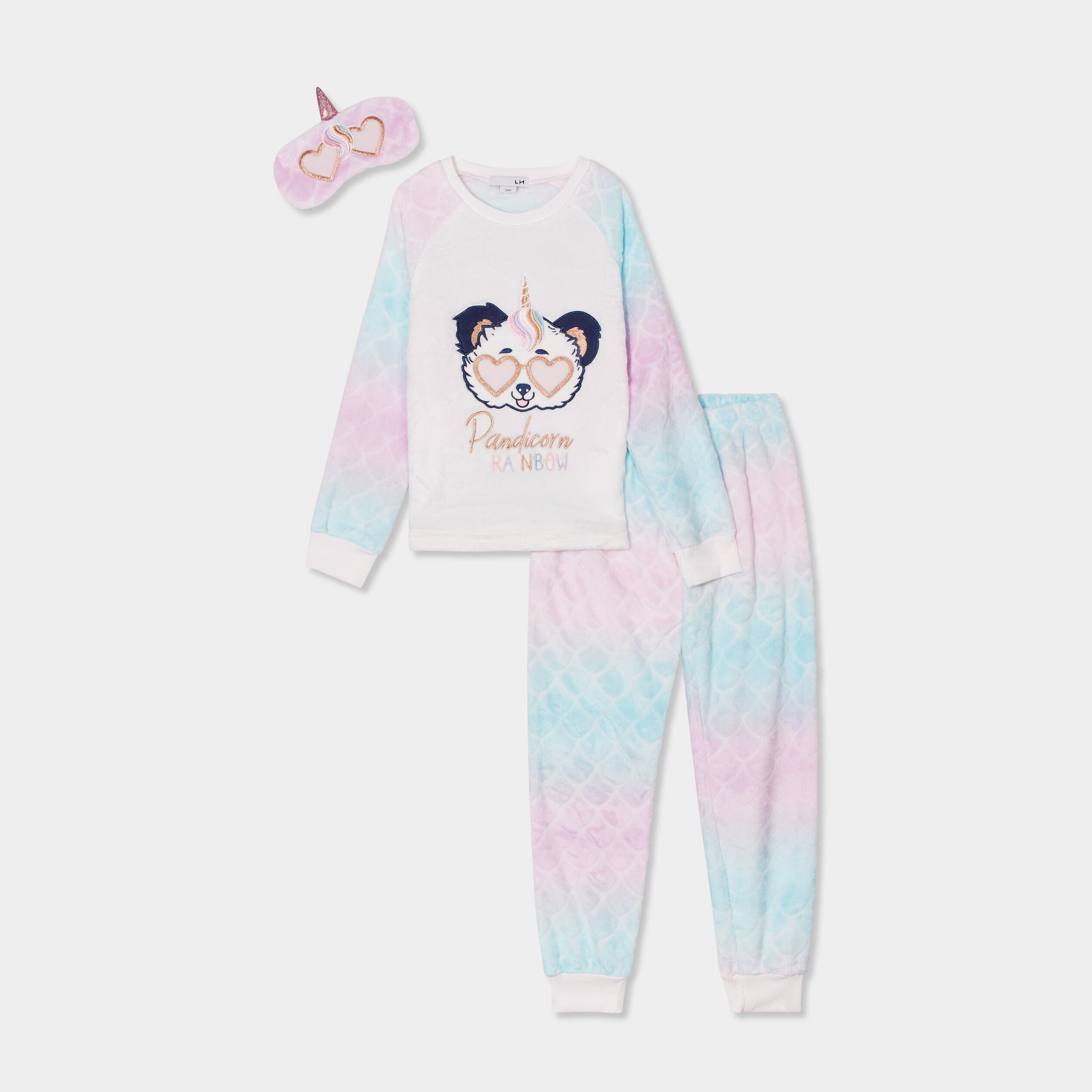 Ensemble pyjama effet polaire multicolore fille