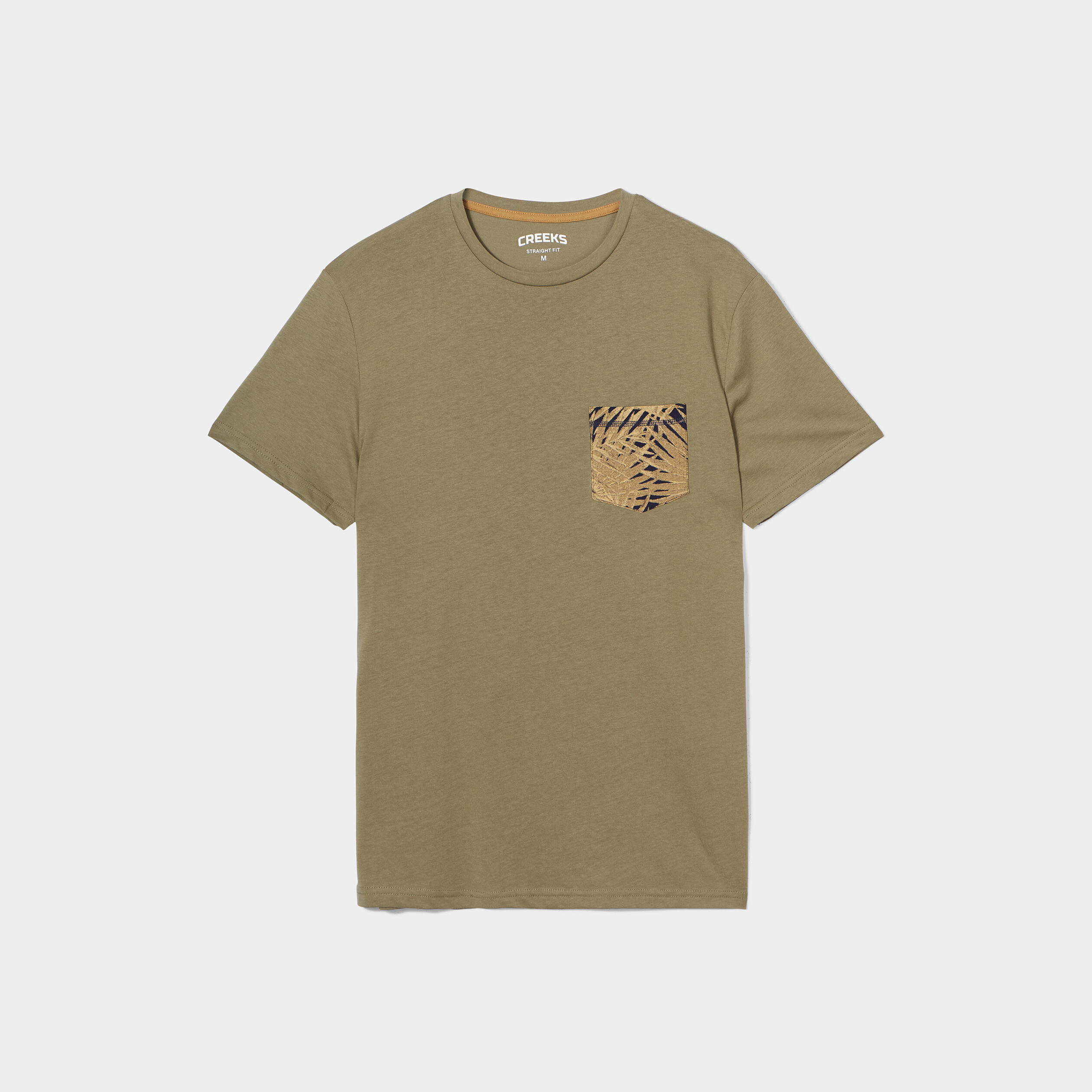 T-shirt manches courtes coton Creeks vert kaki homme